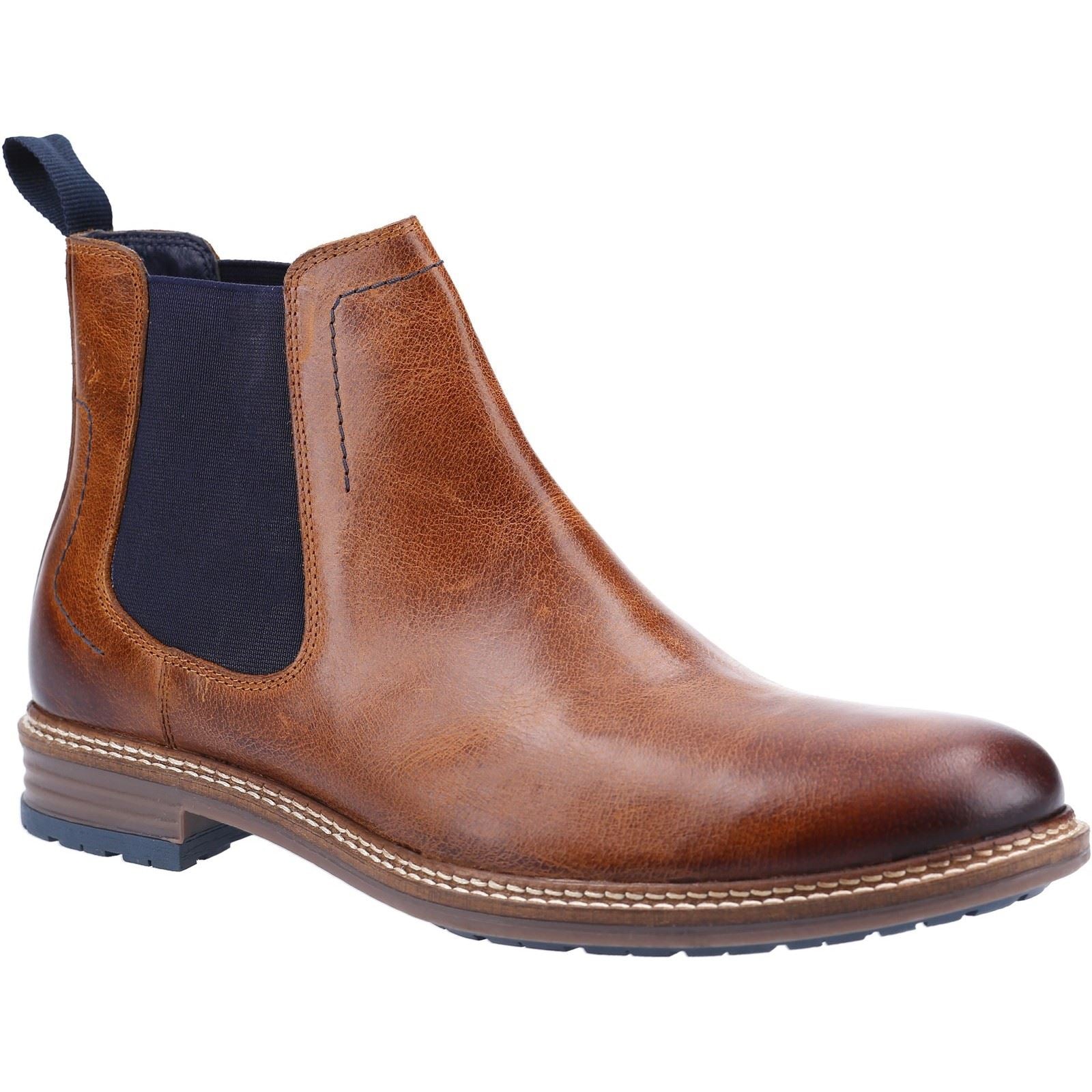 Hush Puppies Justin Chelsea Leder Herren Stiefel In Tan
