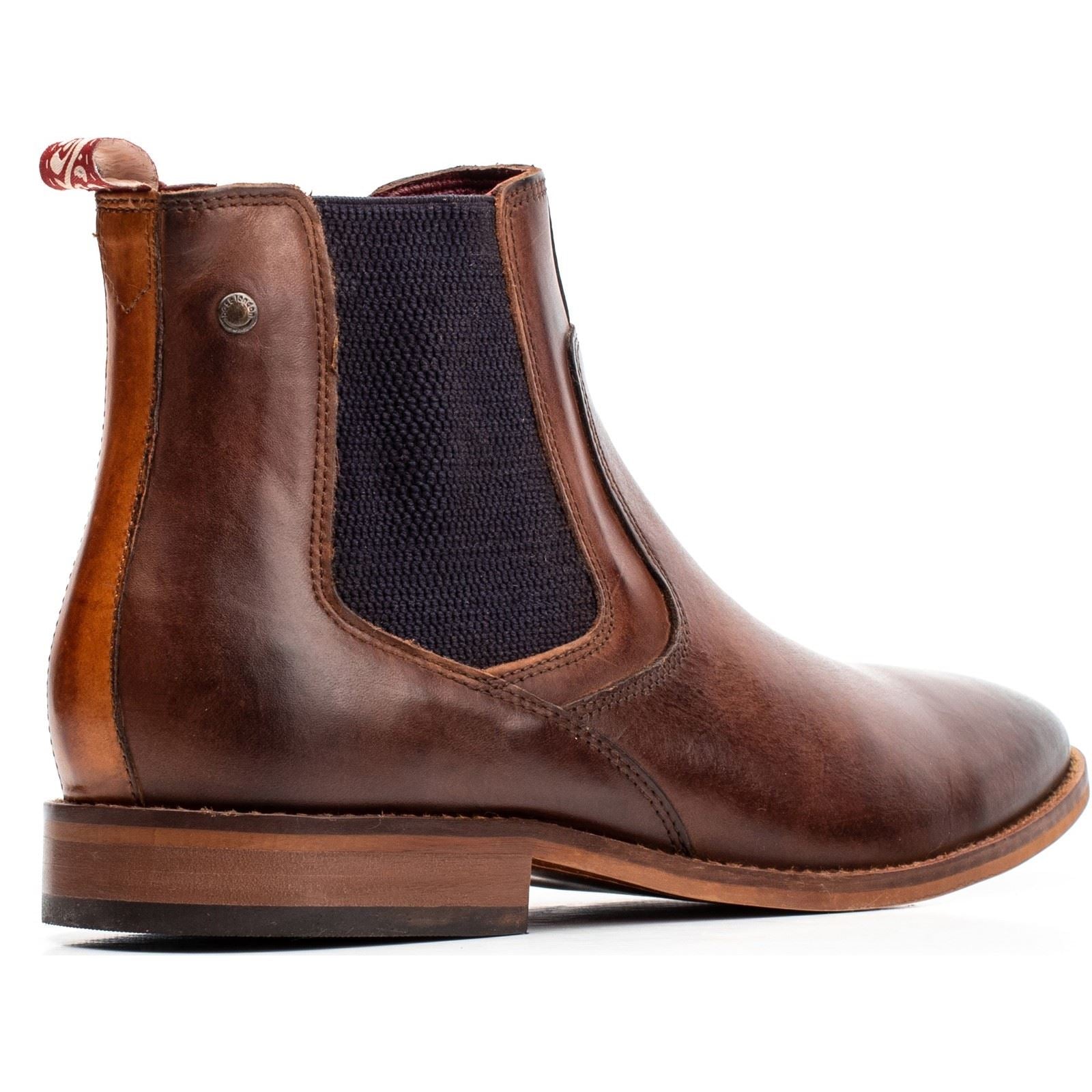 Base London Scout Leder Herren Stiefel In Verbranntem Braun