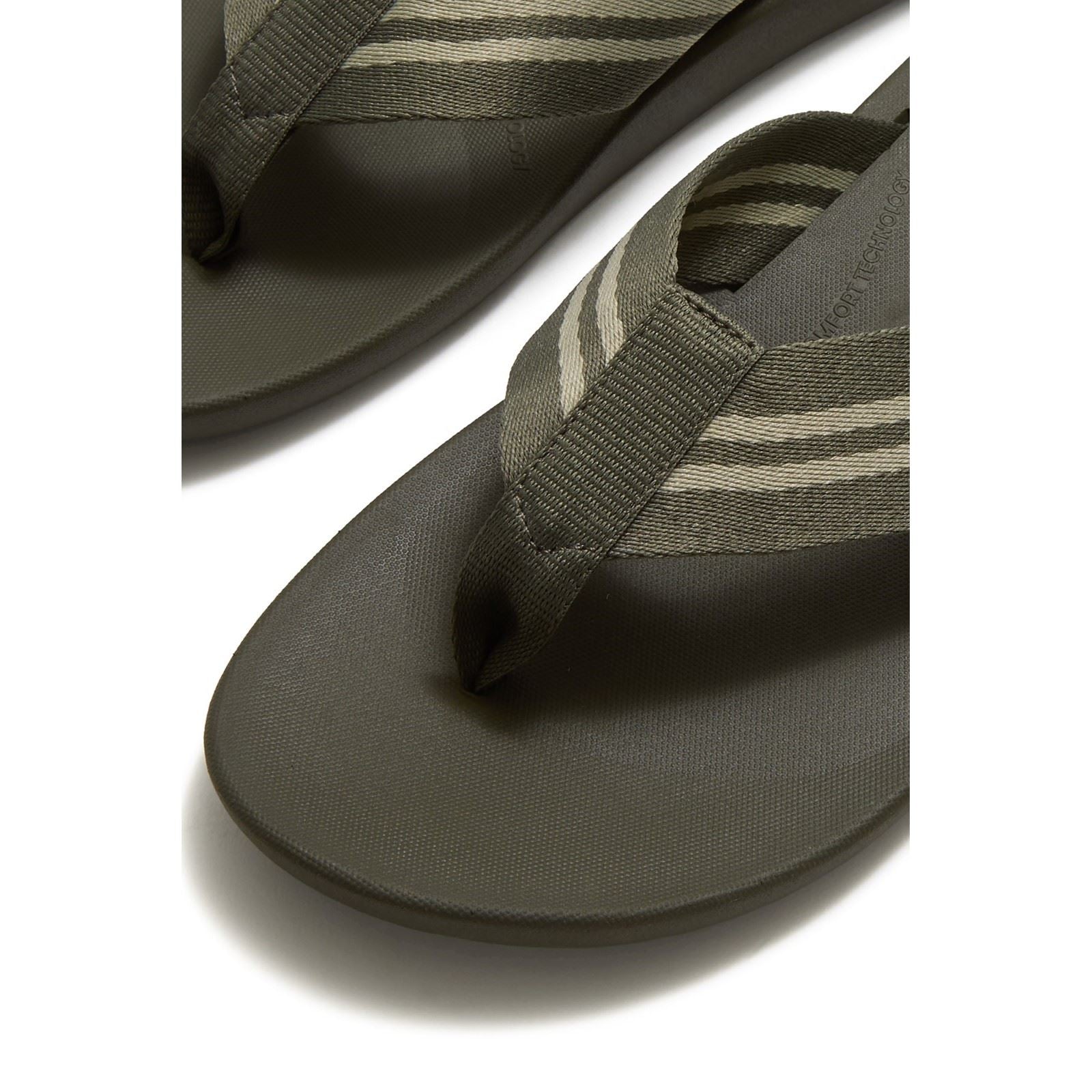 Fitflop iQushion Polyester Herren Flip-Flops In Tiefem Oliv/Salbeigrün