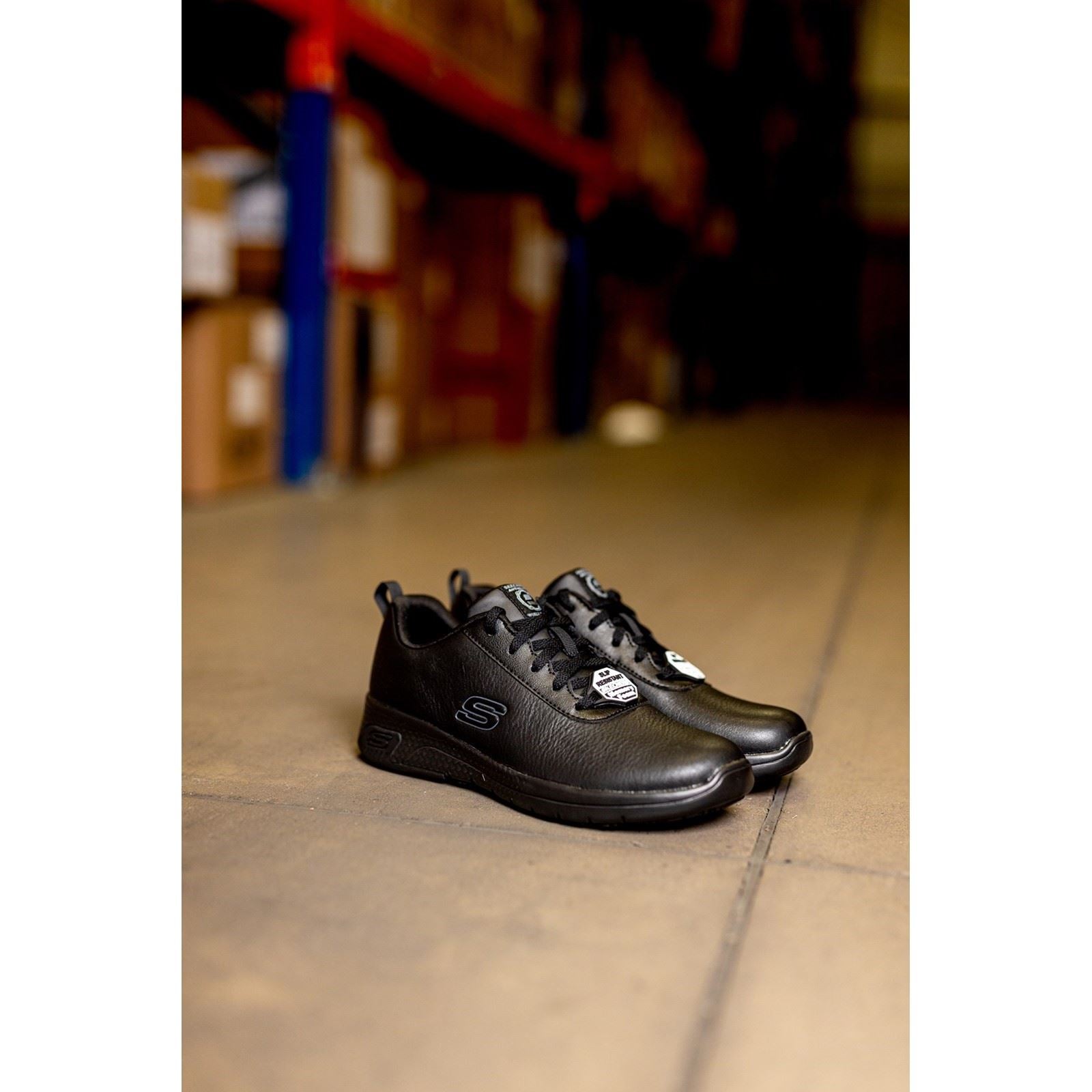Skechers Workwear Marsing Gmina Leder Frauen Schwarze Sicherheits Sneaker