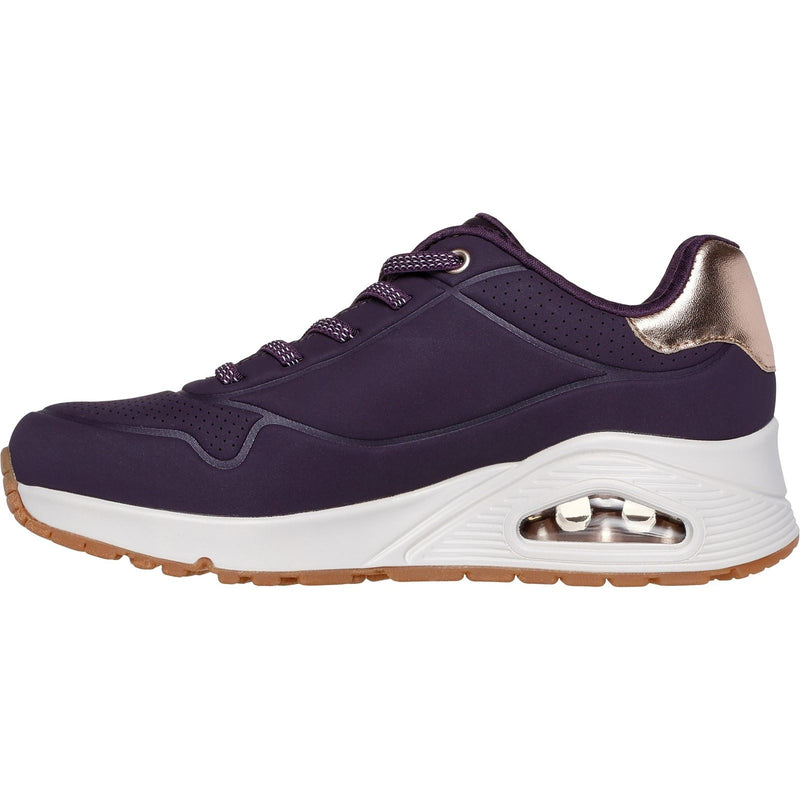 Skechers Uno - Shimmer Away Synthetische Damendunkellila Turnschuhe