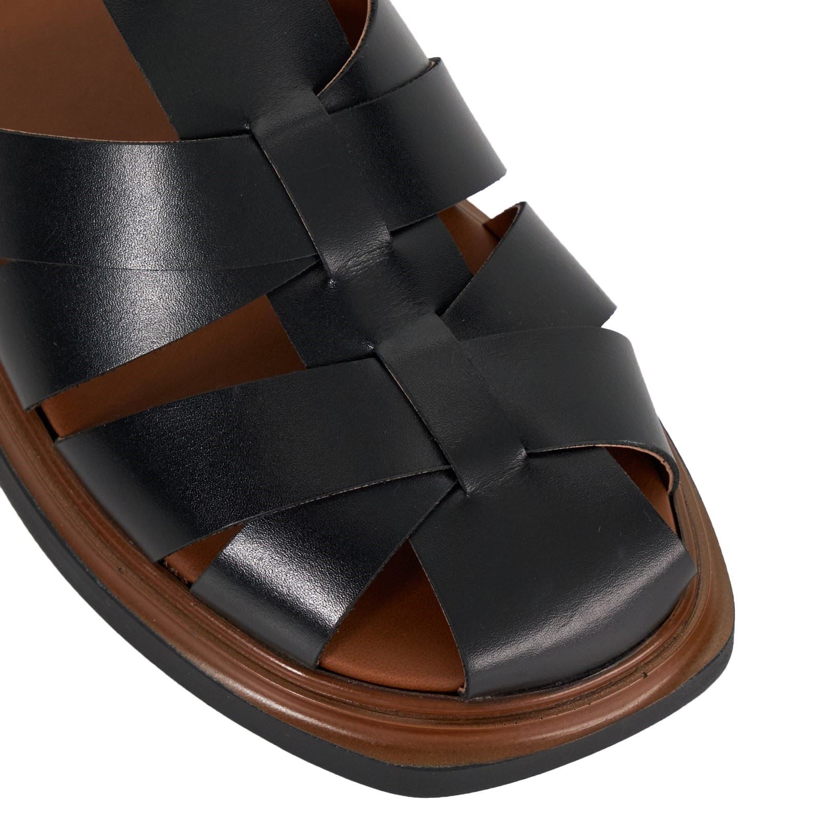 Dune Lisherman Damen Sandalen Aus Schwarzem Leder