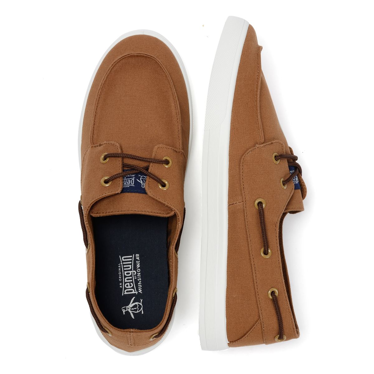 Penguin Sailor Canvas Herren Braune Schnürschuhe