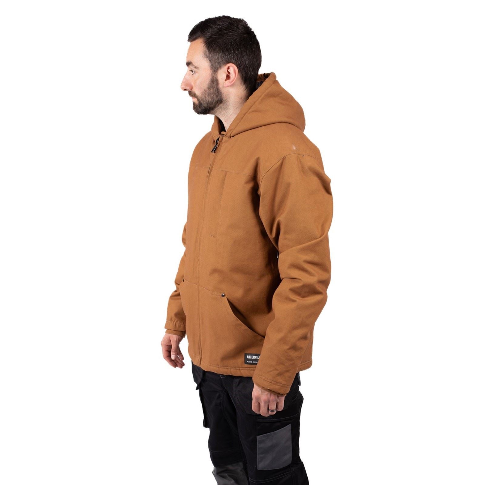 Caterpillar Hooded Sherpa Lined Herren Bronze Fleece Jacke