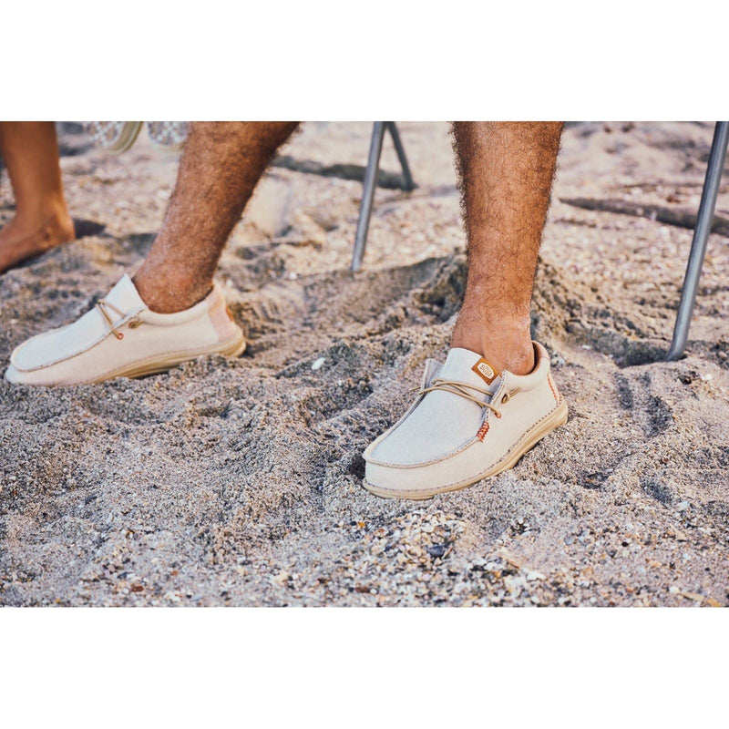 HEYDUDE Wally Coastline Stoff Herren Bootsschuhe In Steingrau