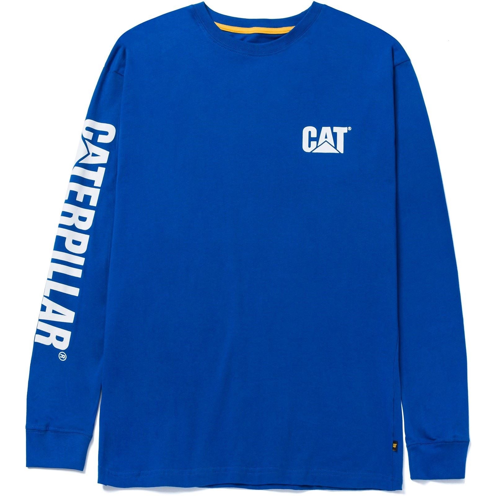 Caterpillar Trademark Banner Long Sleeve Baumwolle Herren Blau T-Shirt