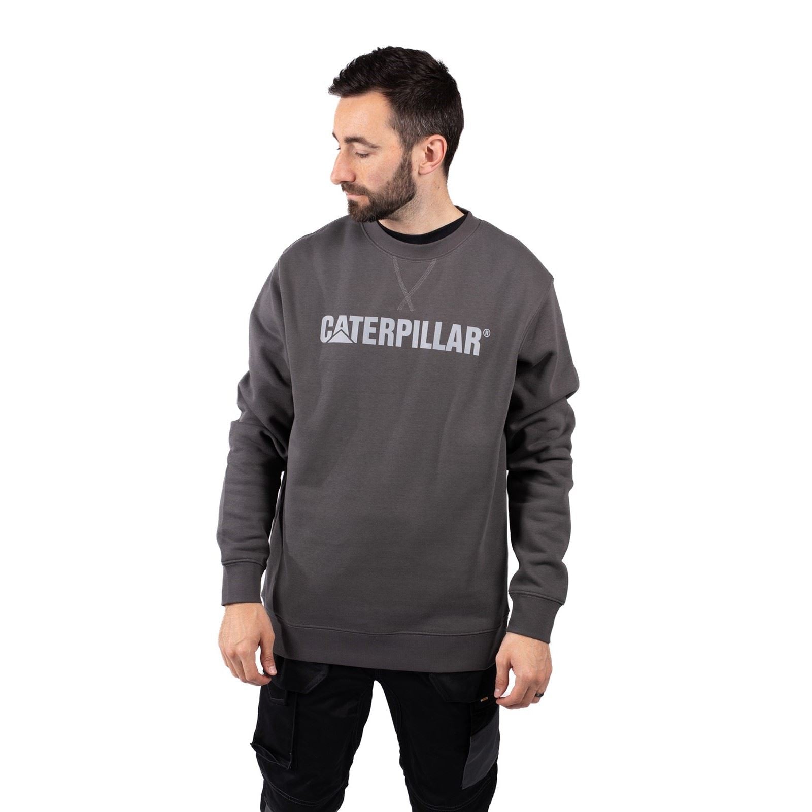 Caterpillar Midweight Crewneck Baumwoll Herren Grauer Pullover