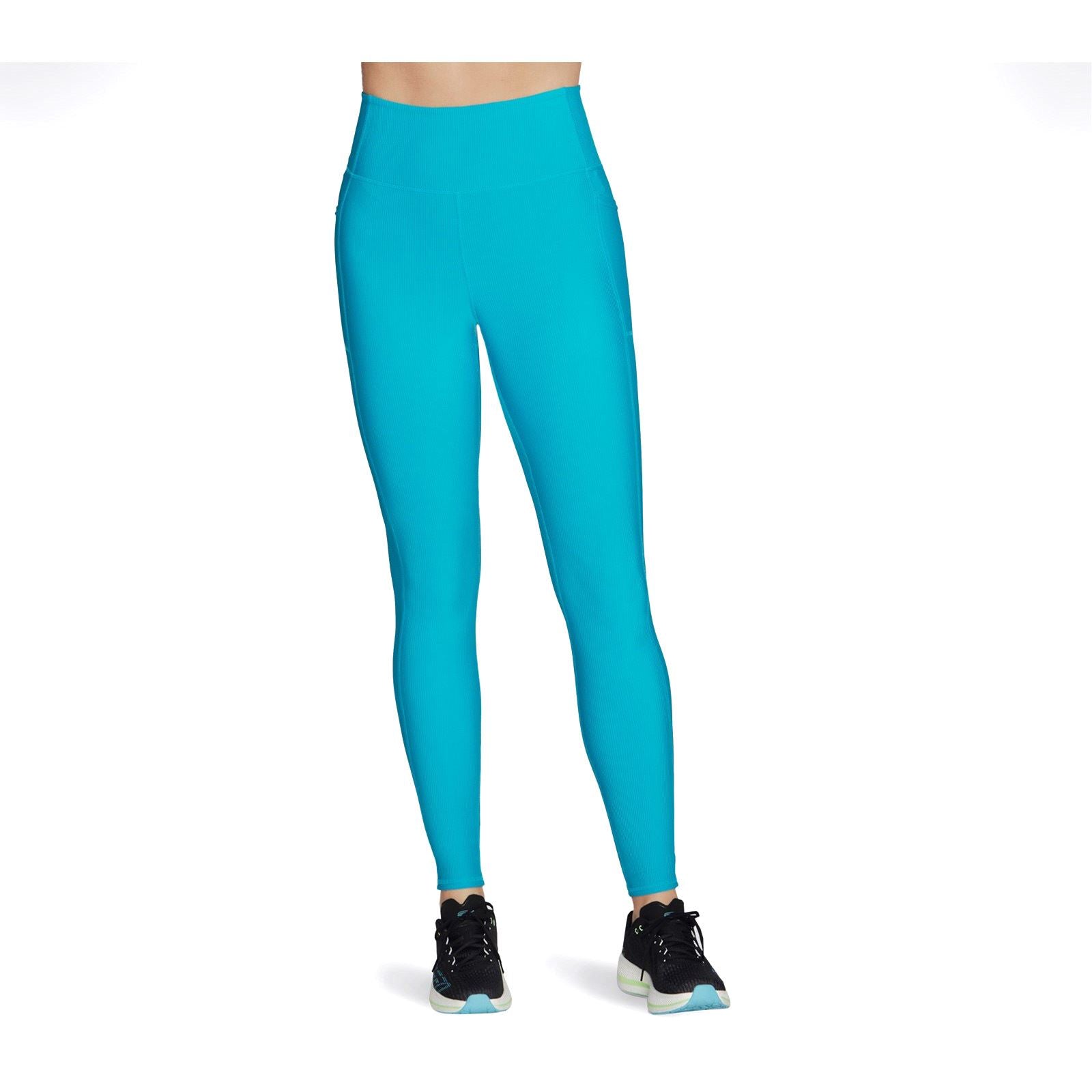 Skechers Performance GOFLEX Rib Nylon Damen Blaue Sportleggings