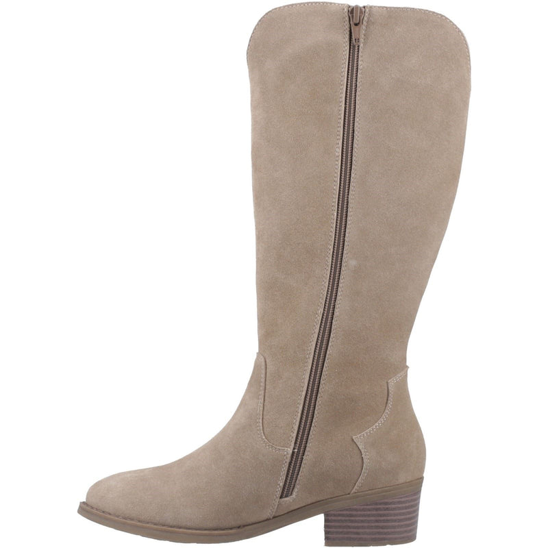 Hush Puppies Isabella Frauen Wildleder Stiefel in Taupe mit Absatz bis zum Knie