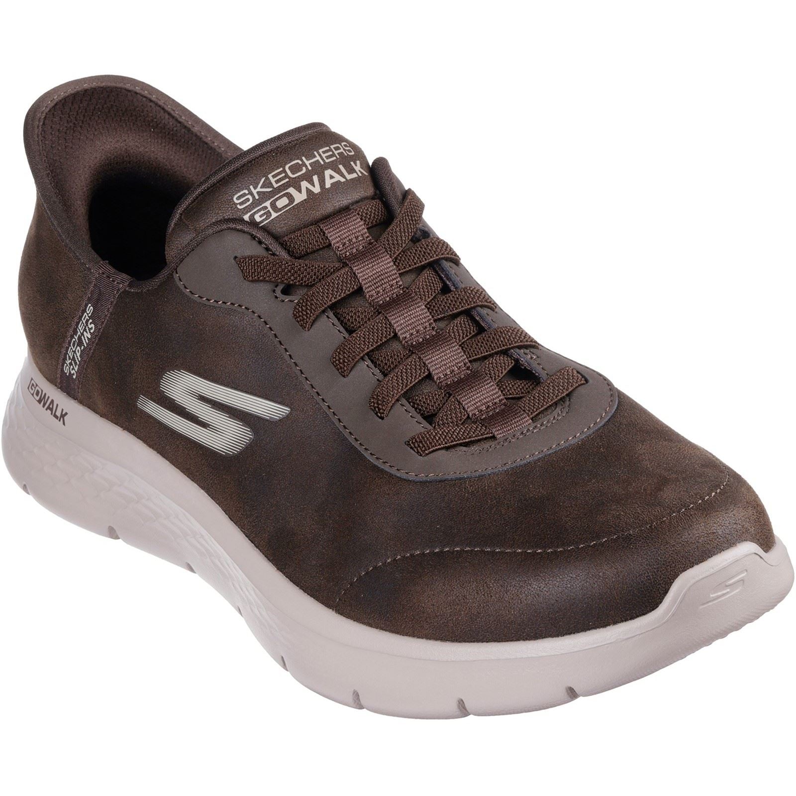 Skechers GO WALK Flex Smooth Motion Textile Herren Turnschuhe In Braun