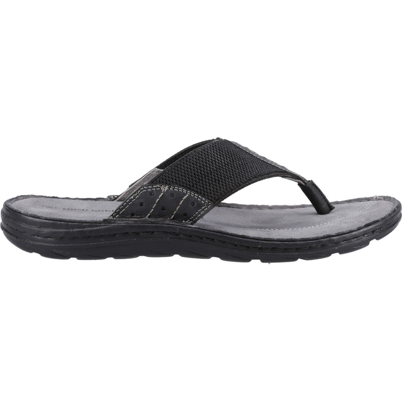 Hush Puppies Alan Toepost Herren Flip-Flops Aus Schwarzem Leder