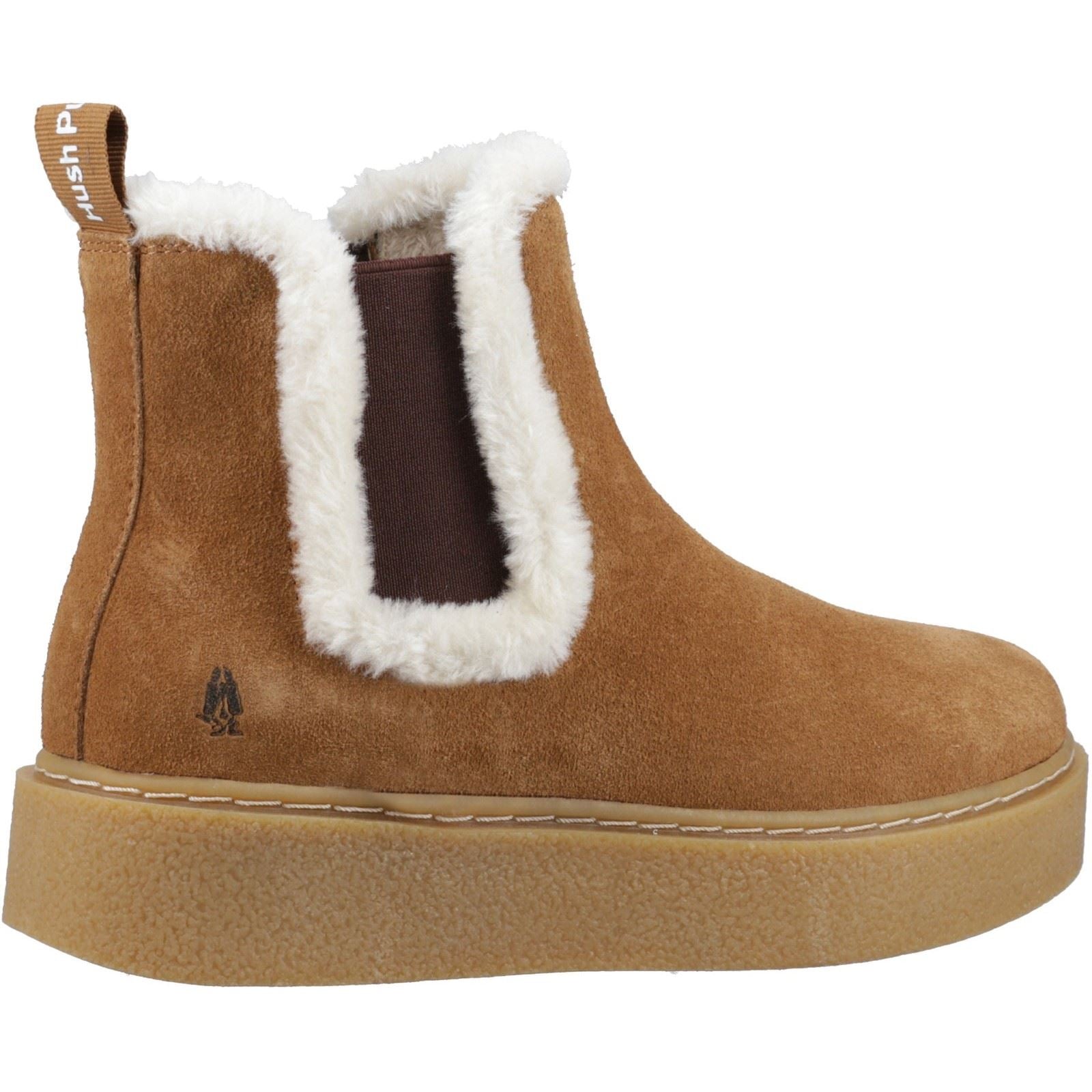 Hush Puppies Bella Damen Wildleder Flache Chelsea Stiefel in Tan