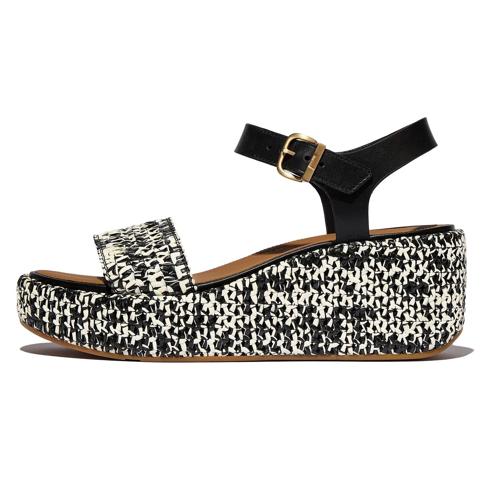 Fitflop Platfforms Wedge Faux Wildleder Damen Schwarz/Elfenbein Sandalen