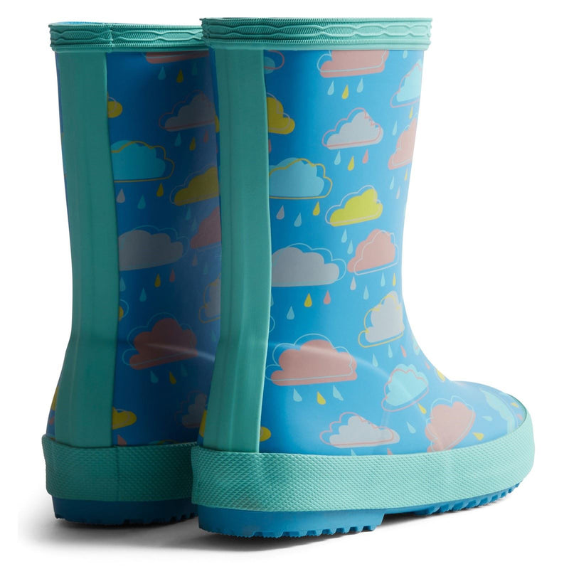 Hunter Kids Rain Cloud Boot Gummistiefel In Blau Mit Regenwolken Muster