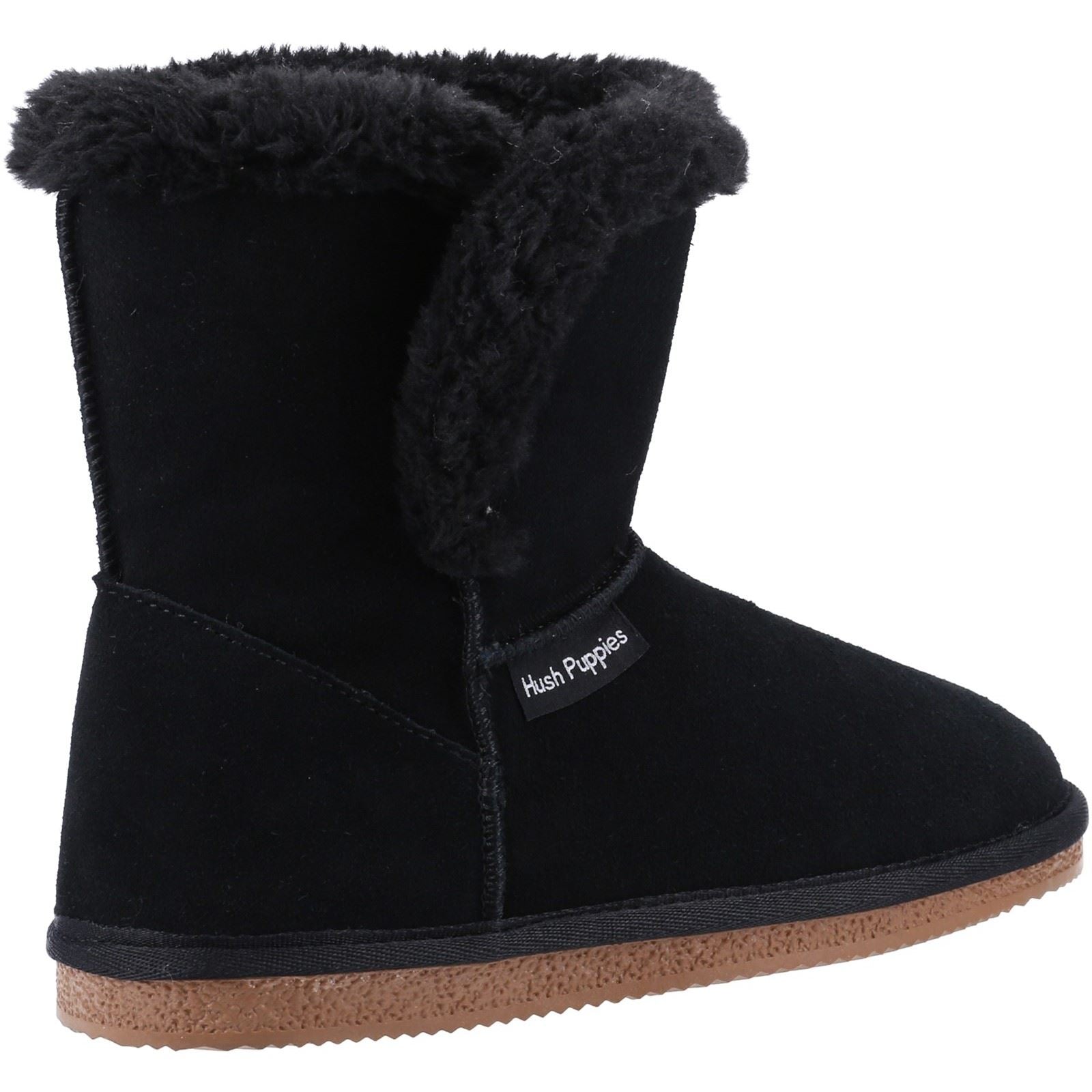 Hush Puppies Ashleigh Kunstpelz Damen Schwarze Farbe Hausschuhe