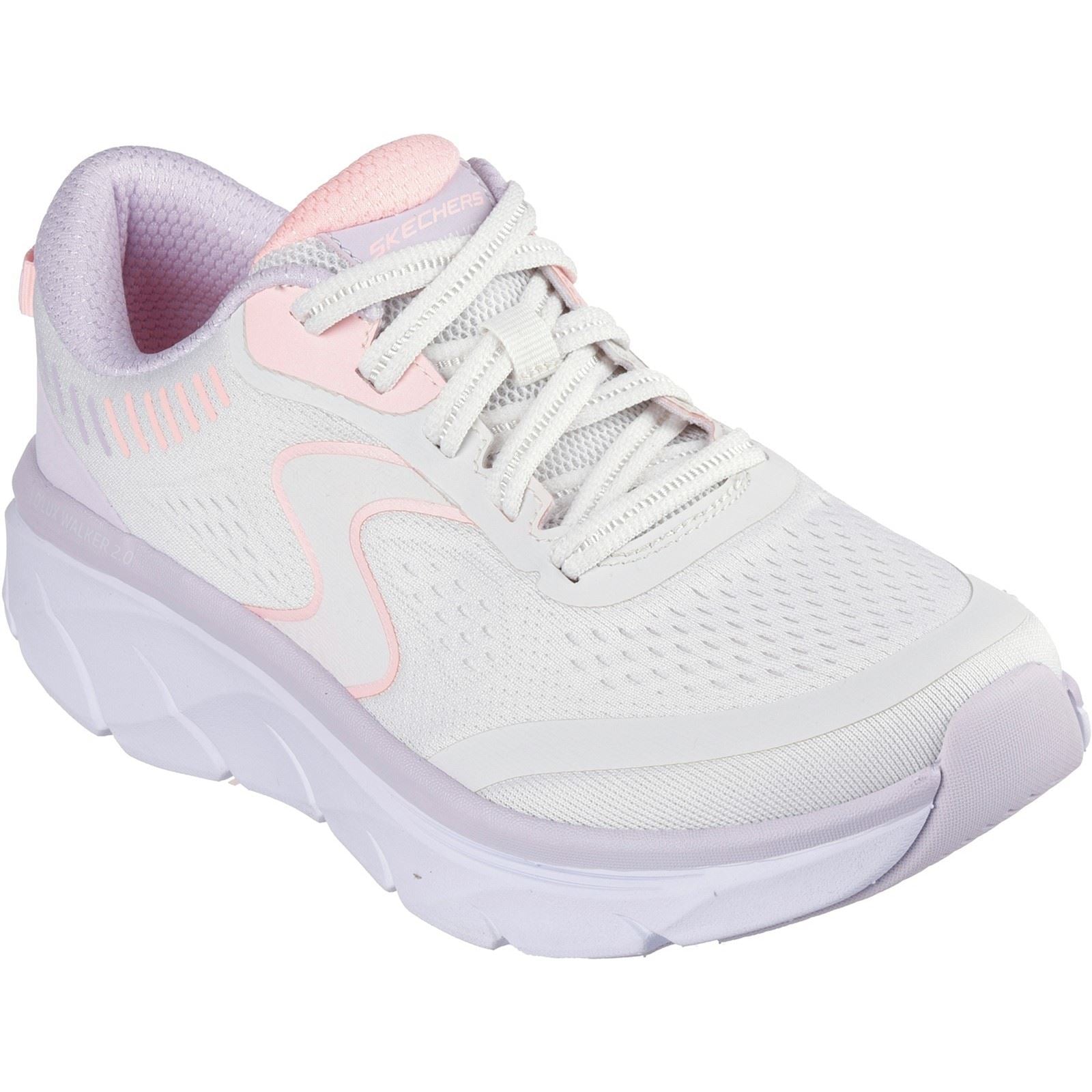 Skechers D'Lux Walker 2.0 Active Pace Damen Sneaker In Off-White/Rosa Textil