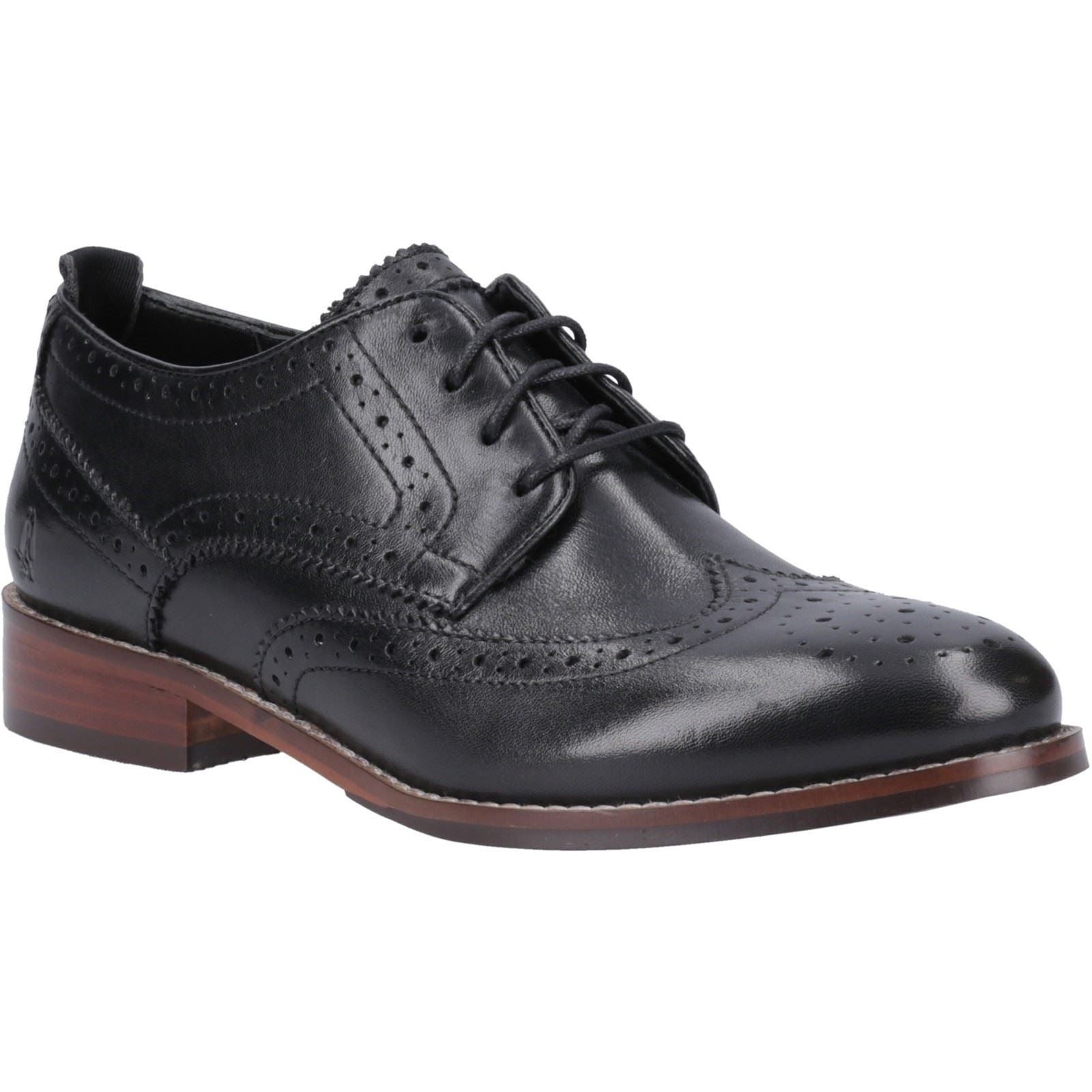 Hush Puppies Natalia Leder Damen Schwarze Brogues Schuhe
