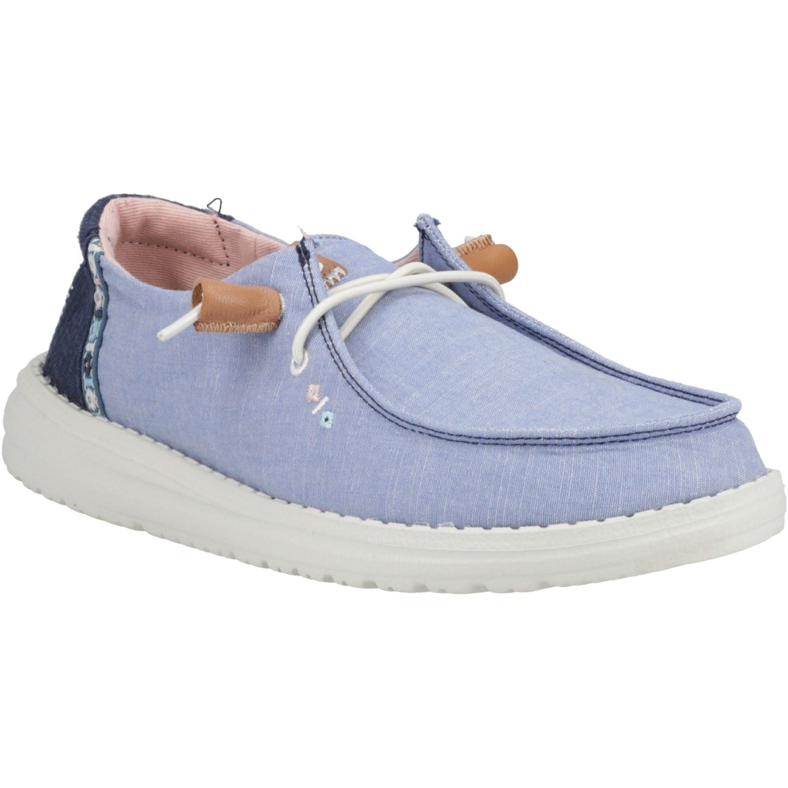 HEYDUDE Wendy Chambray Boho 100% Baumwolle Damenblaue Slipper