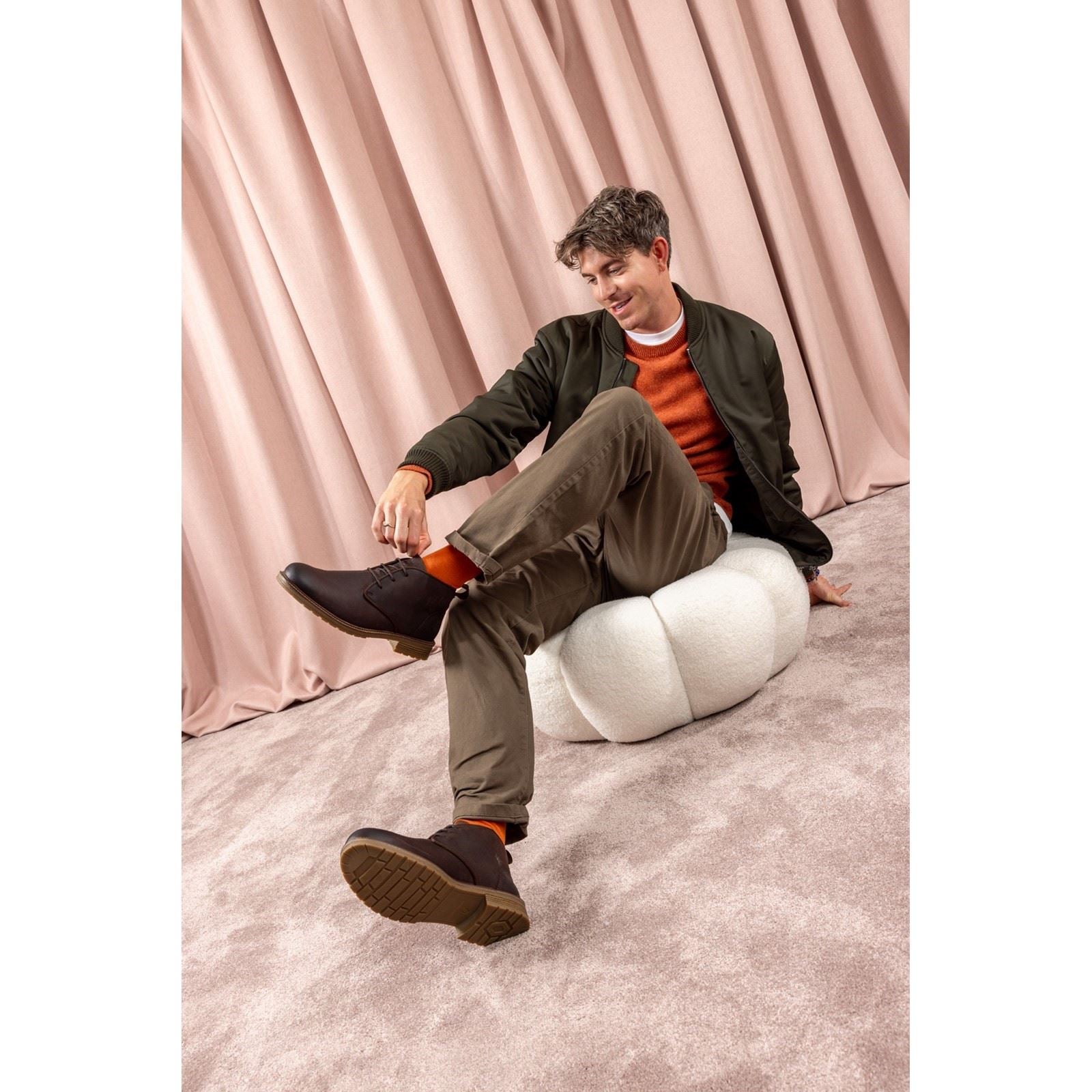 Hush Puppies Ricky Herren Leder Stiefeletten in Braun