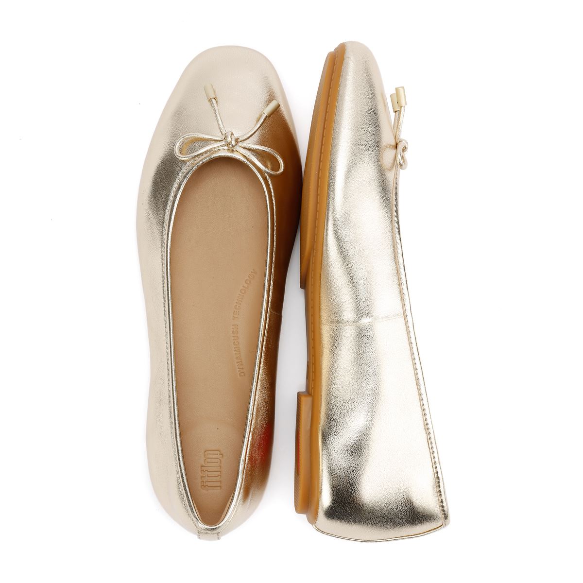 FitFlop Delicato Metallic-Leder Damen Gold Flats