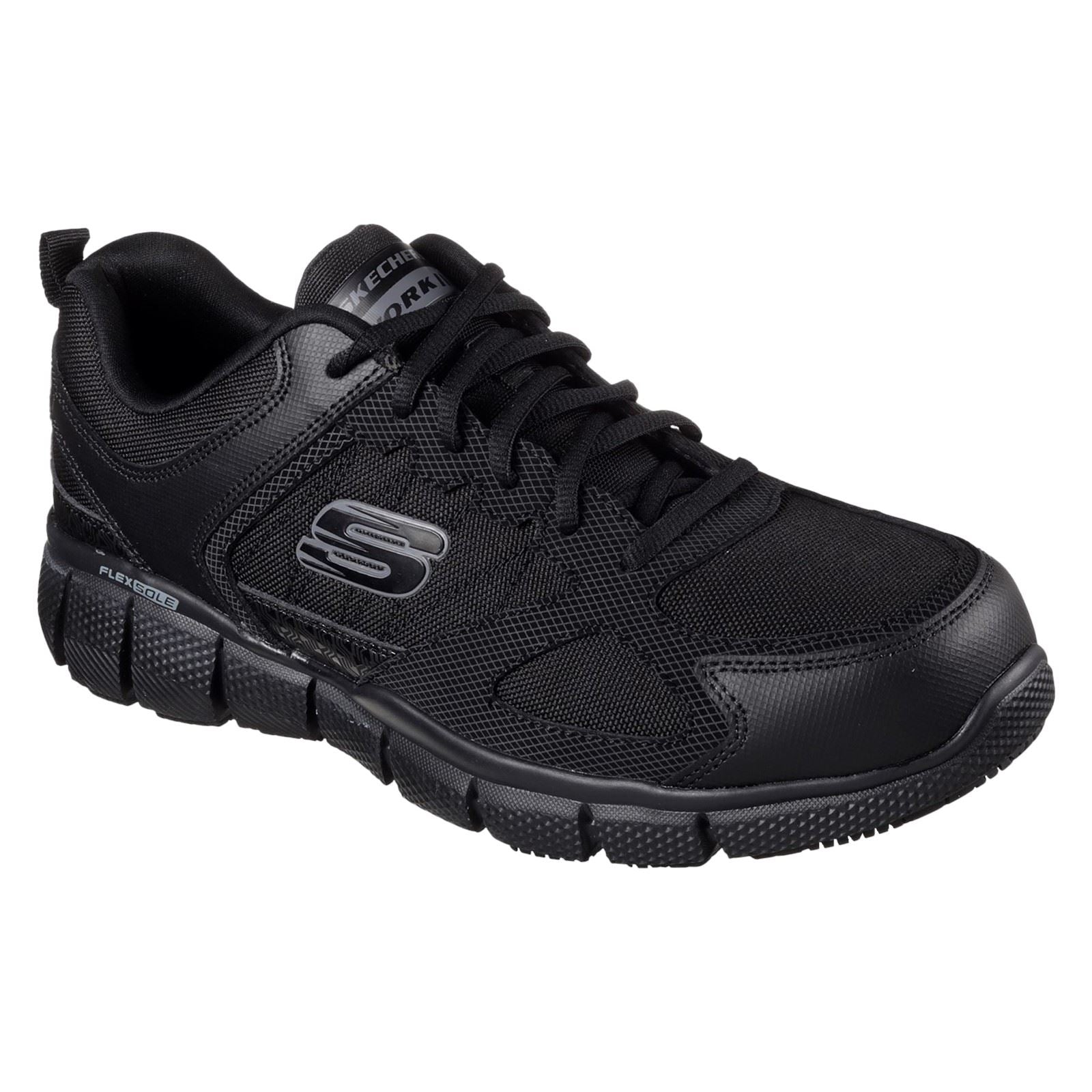 Skechers Workwear Telphin Sanphet Herren Sicherheitssneaker aus schwarzem Leder
