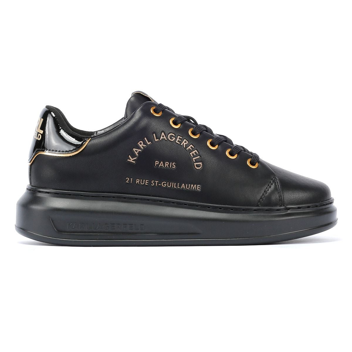 Karl Lagerfeld Kapri Metal Maison Glitter Leder Damen Schwarze Turnschuhe