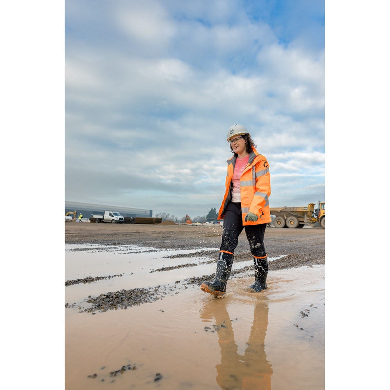 Muck Boots Grit S5 Damen Gummistiefel in Schwarz/Orange