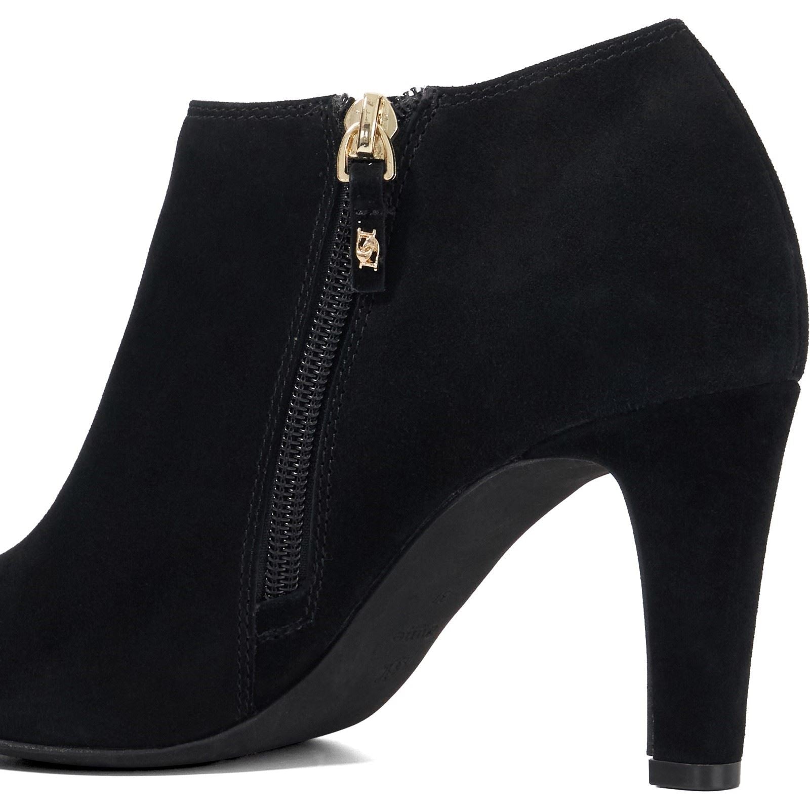 Dune Omarah Wide Fit Wildleder Damen Schwarze Absatz Stiefeletten