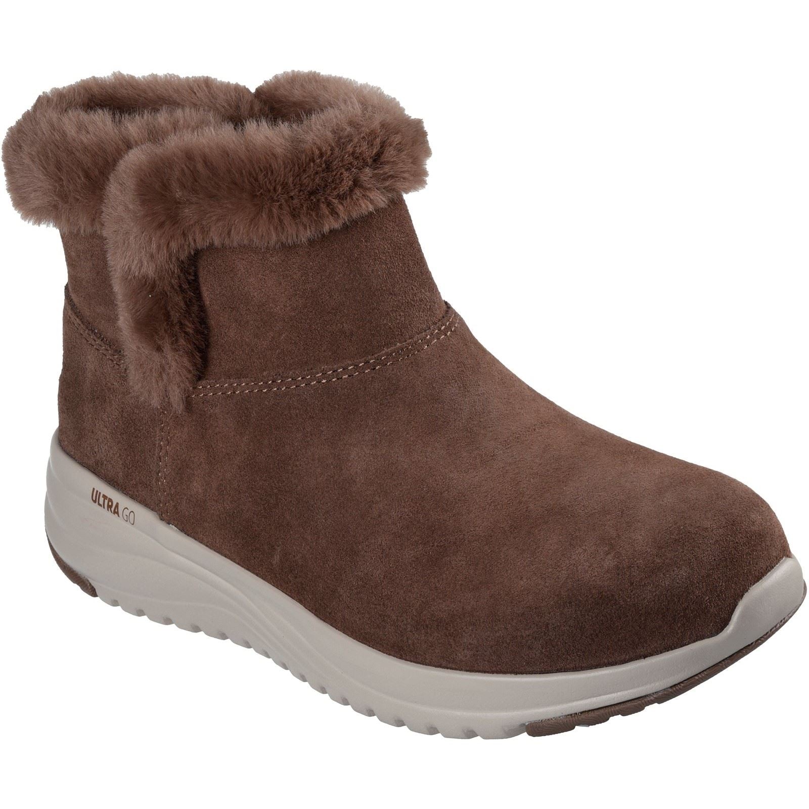 Skechers On-the-GO Stellar - Cozy Step Gemütliche Schritt Leder Damen Schokoladen Winter Stiefeletten