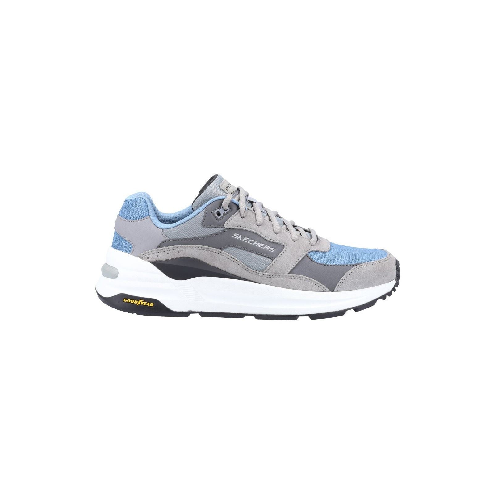 Skechers Global Jogger Leder Herren Sneaker In Grau/Blau
