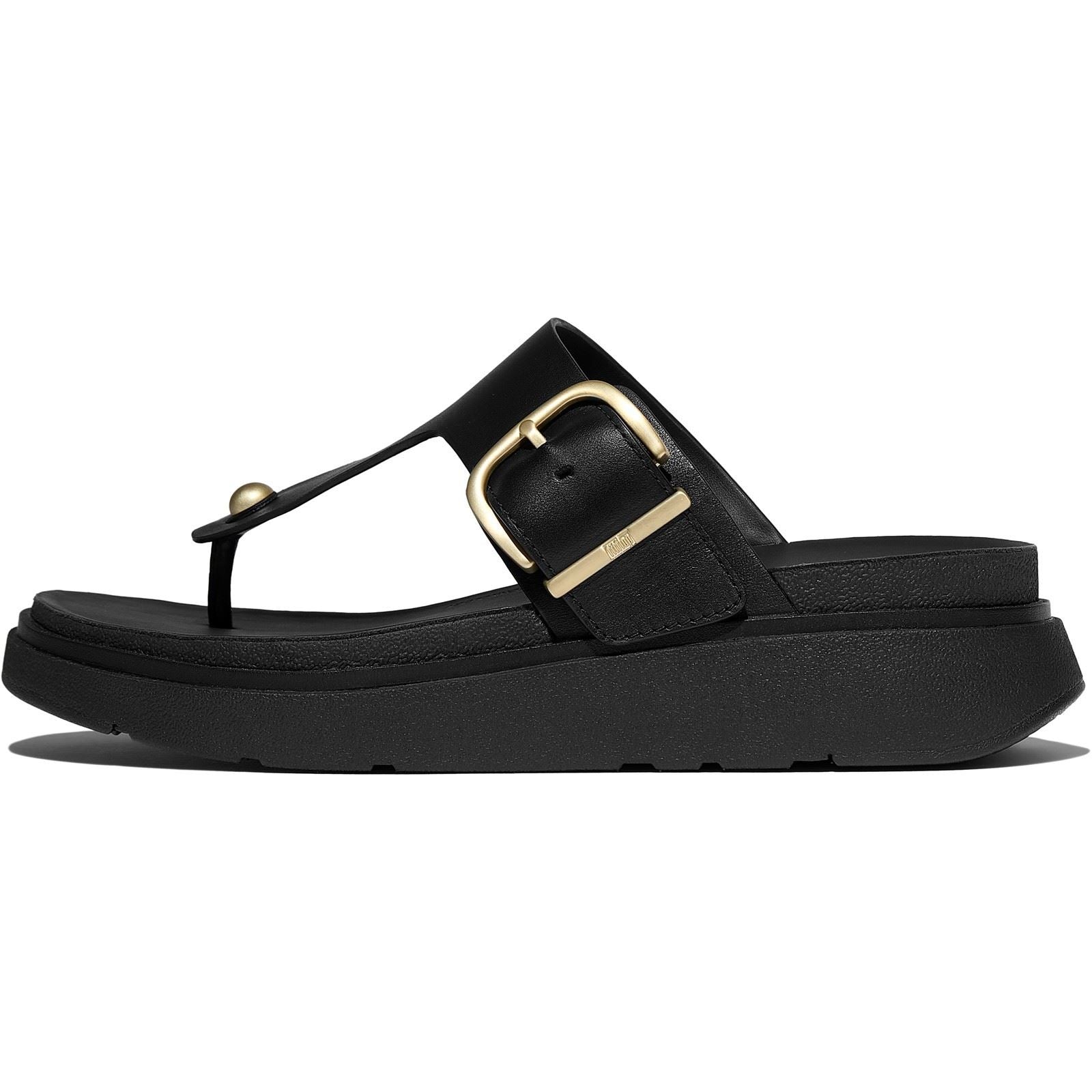 Fitflop Gen-FF Toe-Post Leder Damen Schwarze Sandalen