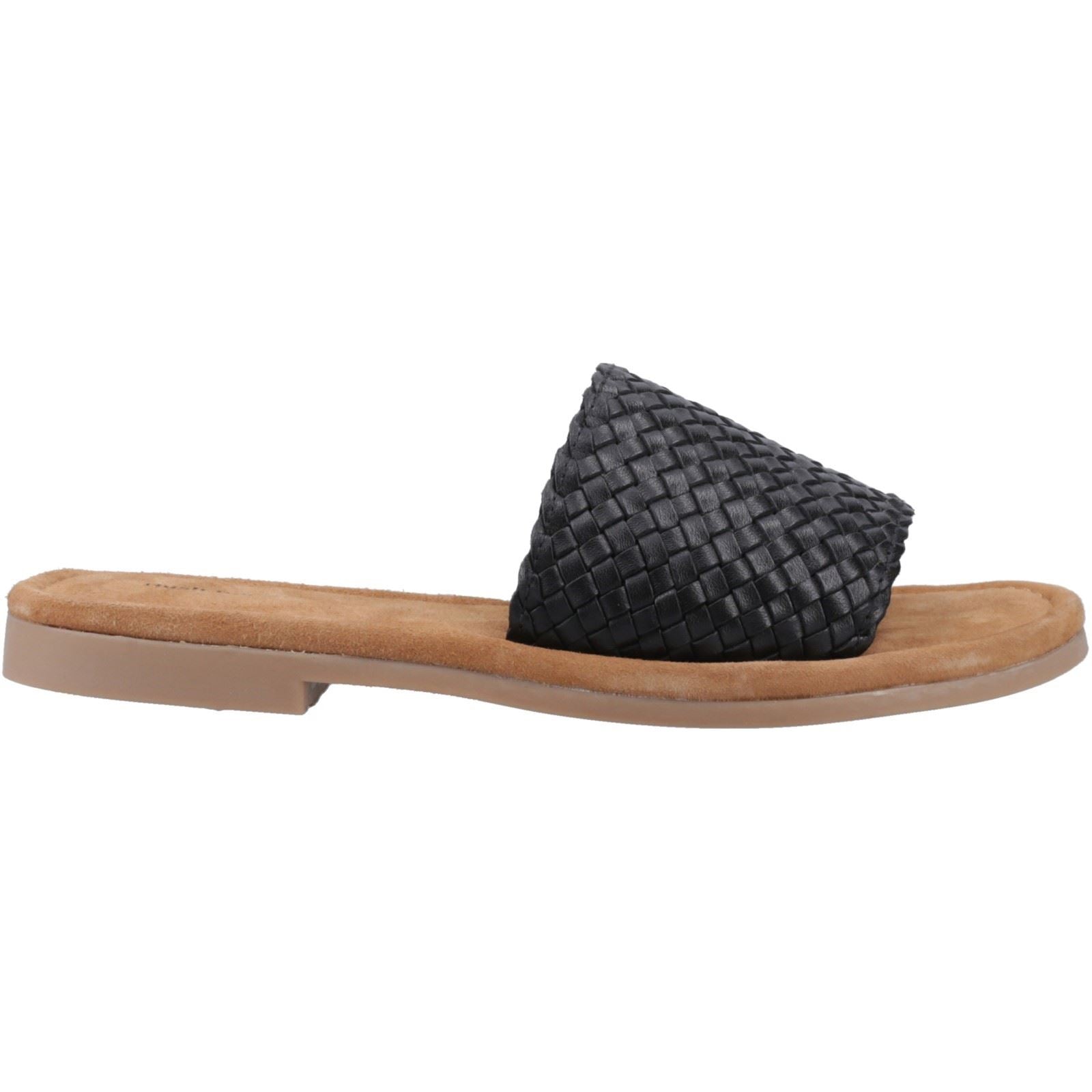 Hush Puppies Hetty Slide Leder Damen Schwarz Passform Sandalen