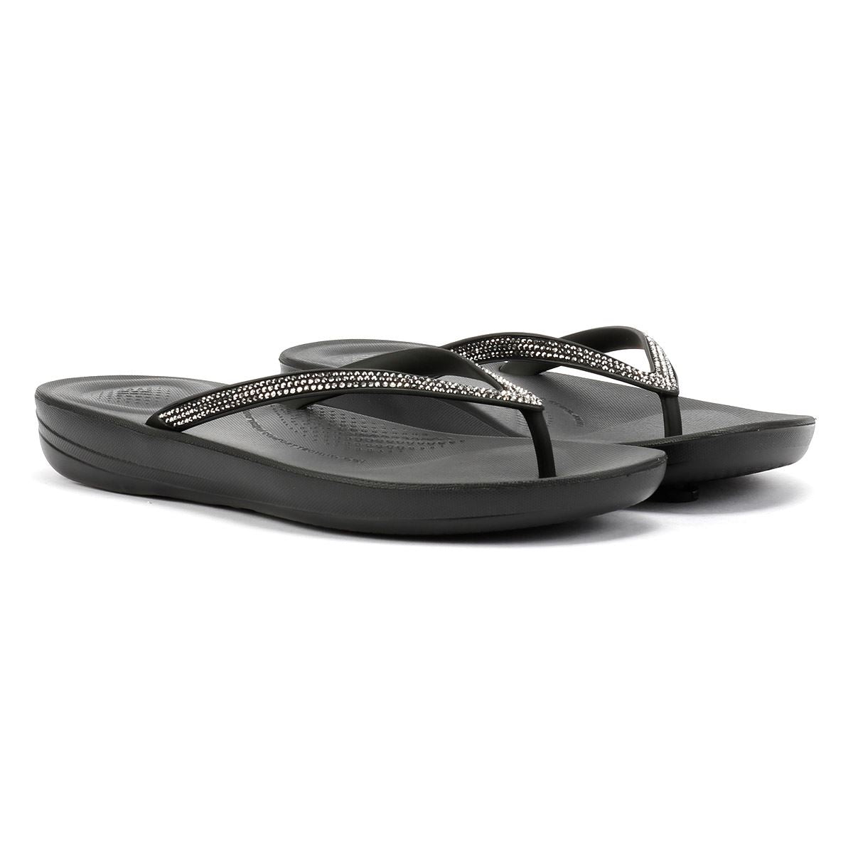 FitFlop Iqushion Sparkle Damen Schwarzgummi Zehentrenner
