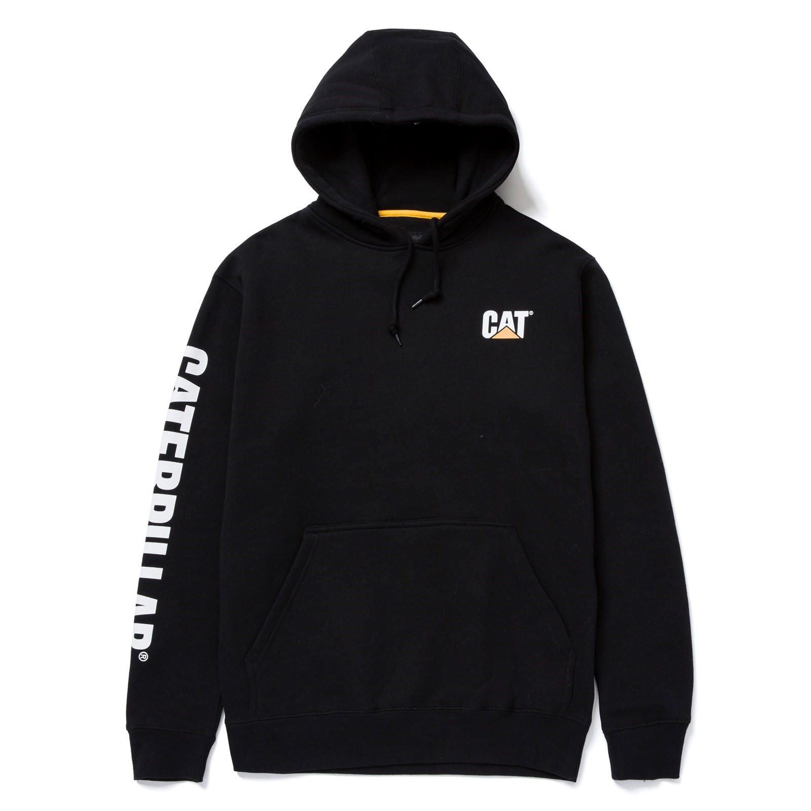 Caterpillar Trademark Banner Baumwolle Herren Schwarzes Kapuzensweatshirt