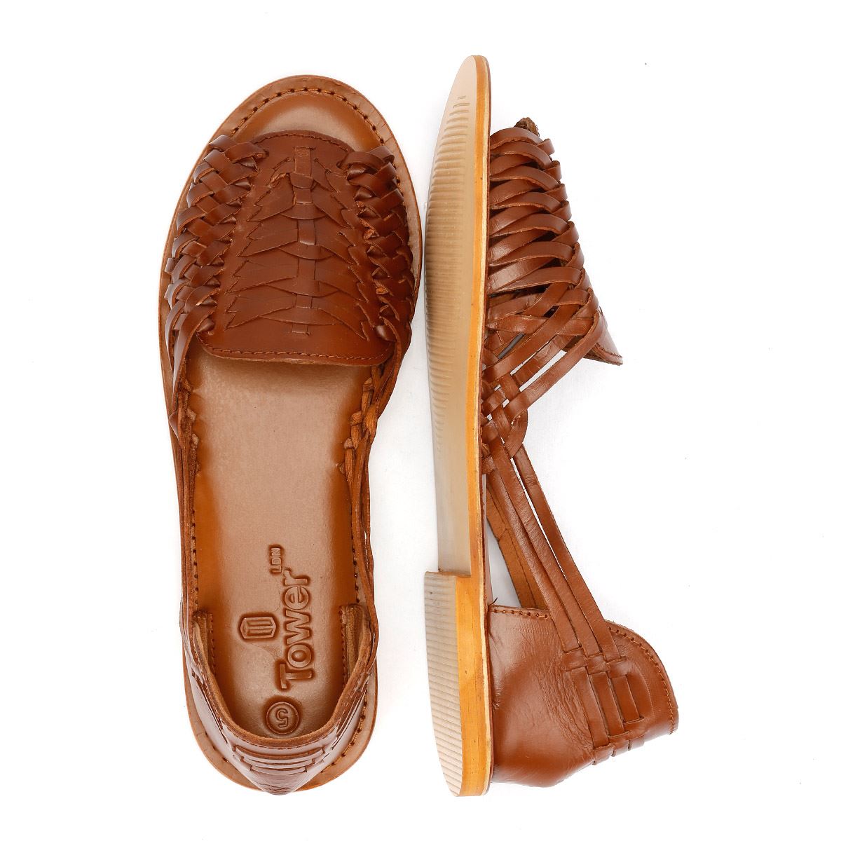 Tower London Hurache Damen Sandalen Aus Braunem Leder