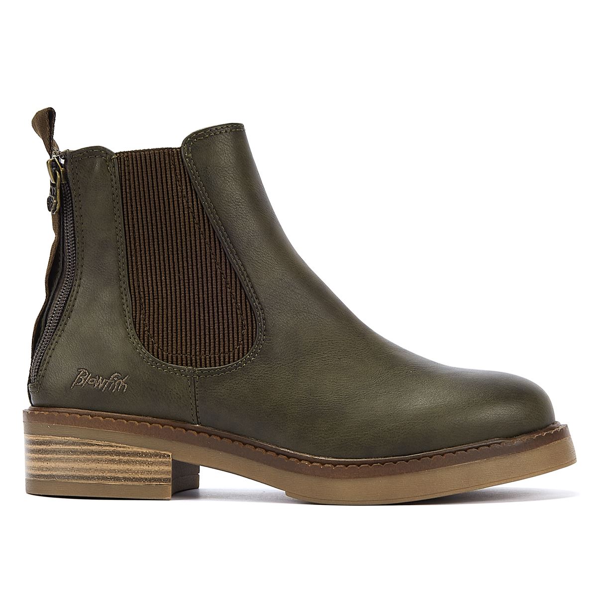 Blowfish Malibu Vedder Damen-Oliven-Faux-Lederstiefel