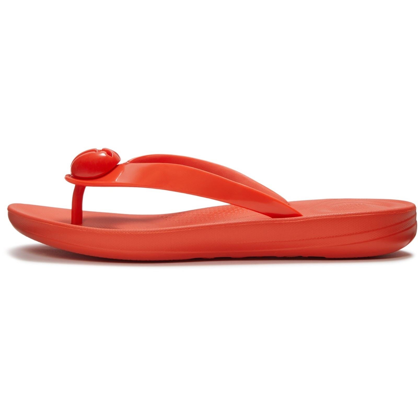Fitflop iQushion Glossy-Button Polyurethan Damen Flip-Flops Kirschtomate
