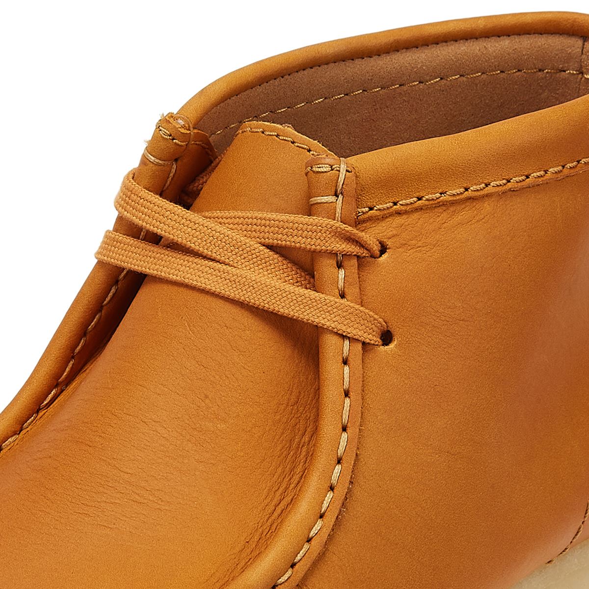 Clarks Originals Wallabee Mid Tan-Leder Herrenstiefel In Orange