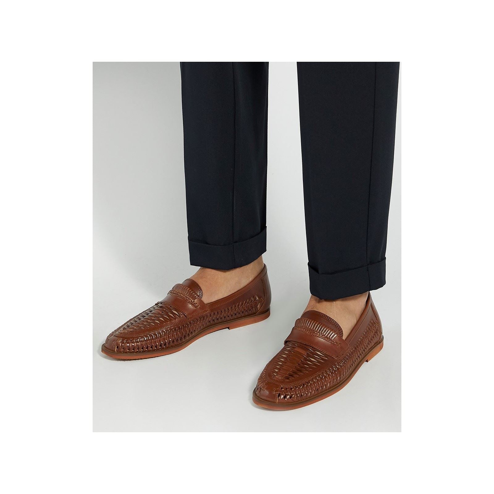 Dune Brickles Herren Mokassins Aus Braunem Leder