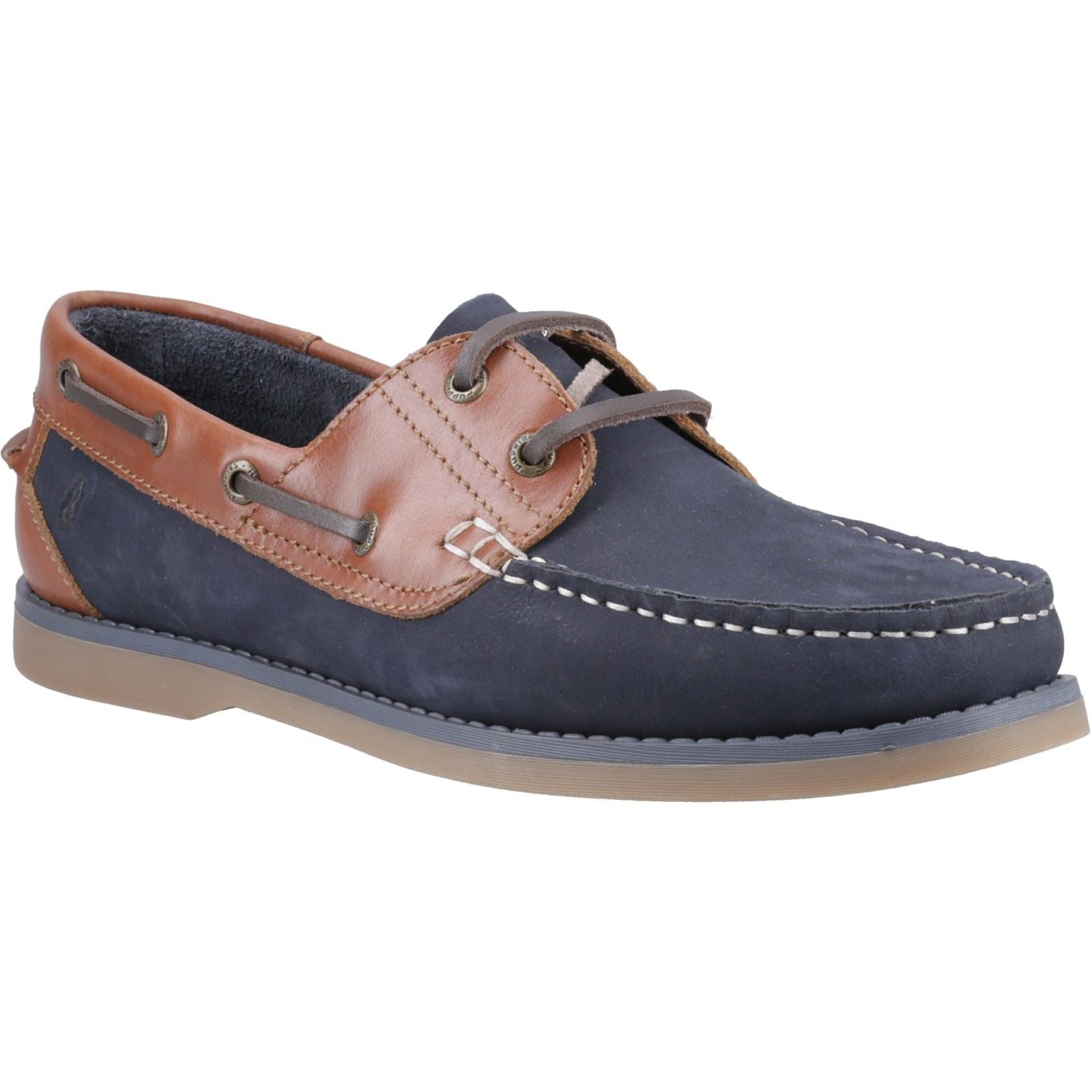 Hush Puppies Wilson Herren Bootsschuhe Aus Leder In Marineblau/Braun