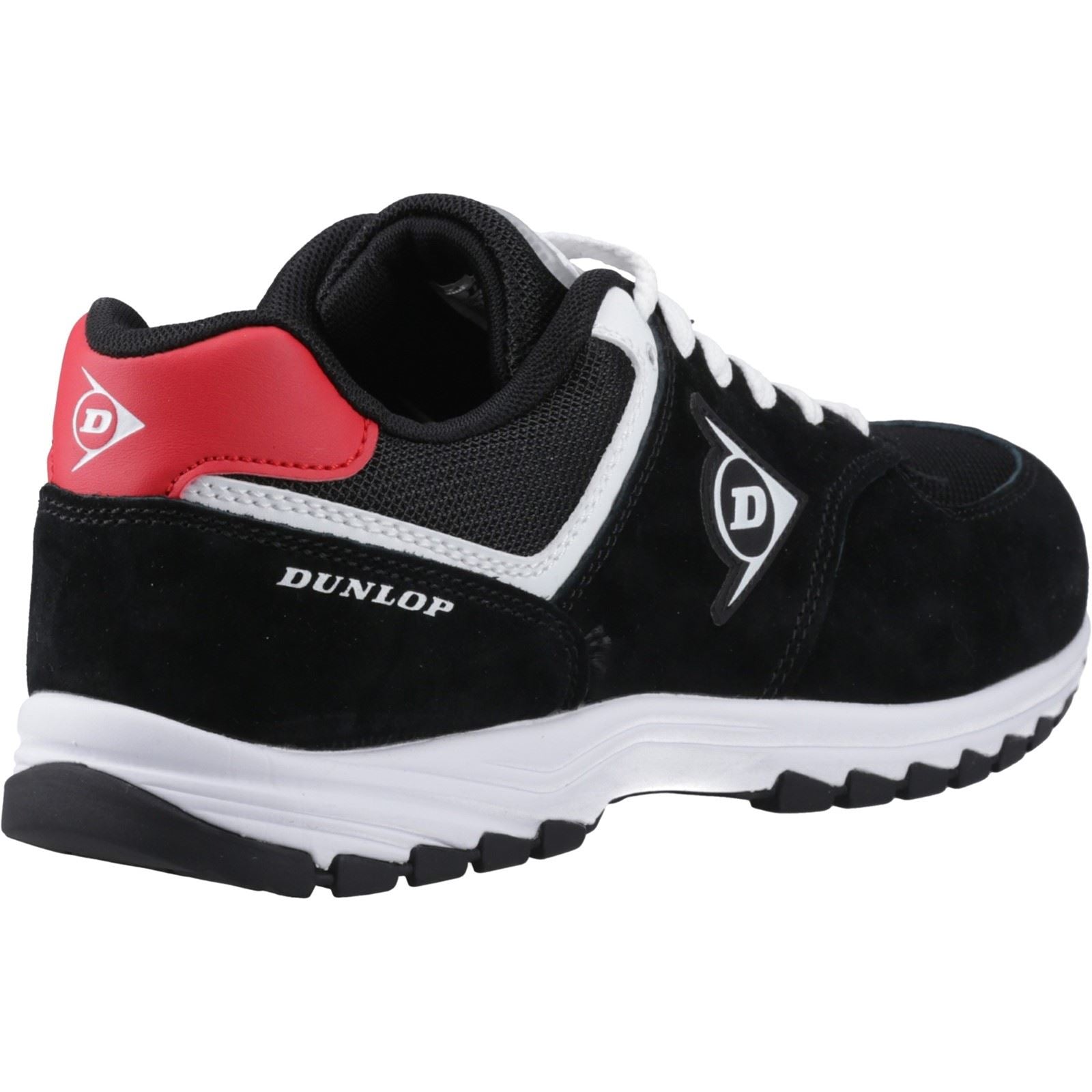 Dunlop Arrow Wildleder Herren Sicherheits-Sneaker In Schwarz/Rot/Weiß