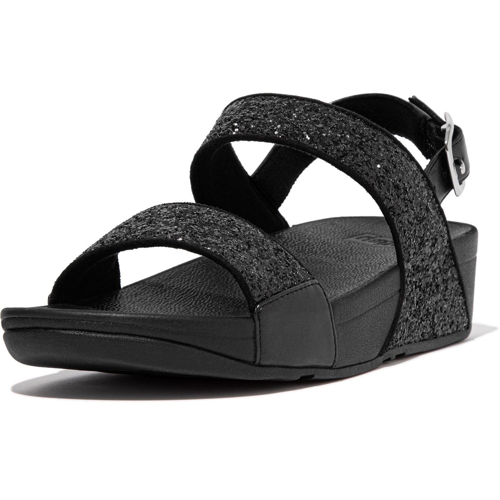 Fitflop Lulu Glitter Polyurethan Damen Schwarze Farbe Glitzer Sandalen