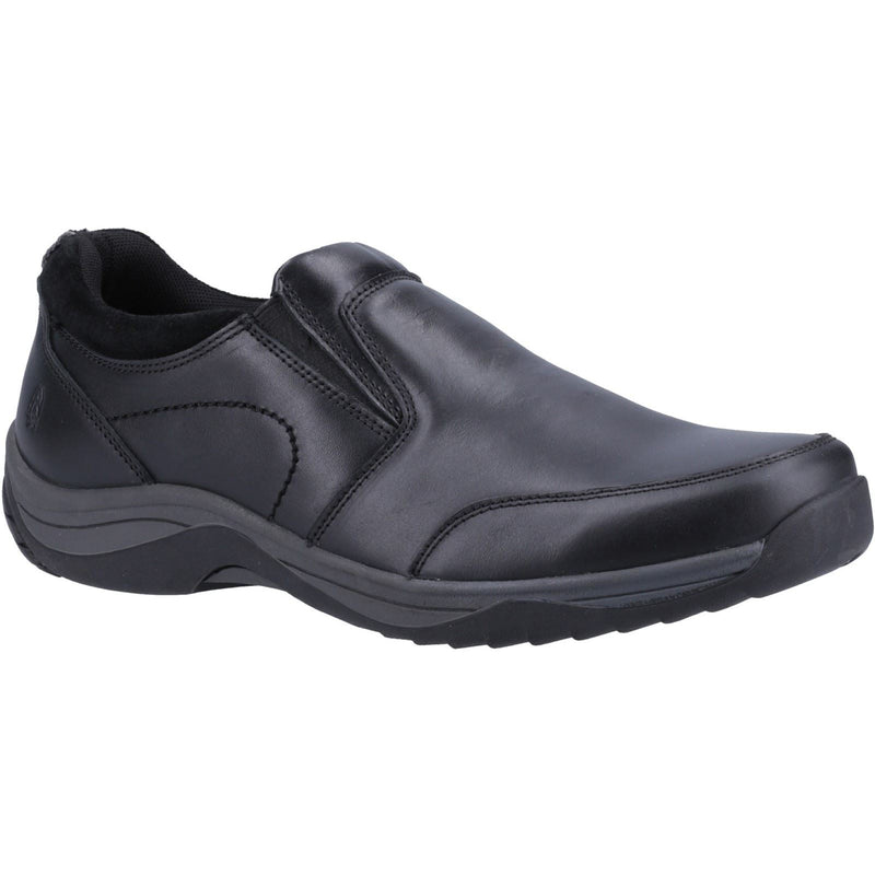 Hush Puppies Donald Leder Herren Schwarz Mokassin Schuhe