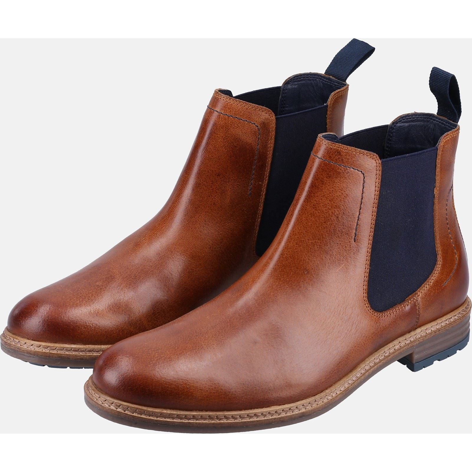 Hush Puppies Justin Chelsea Leder Herren Stiefel In Tan