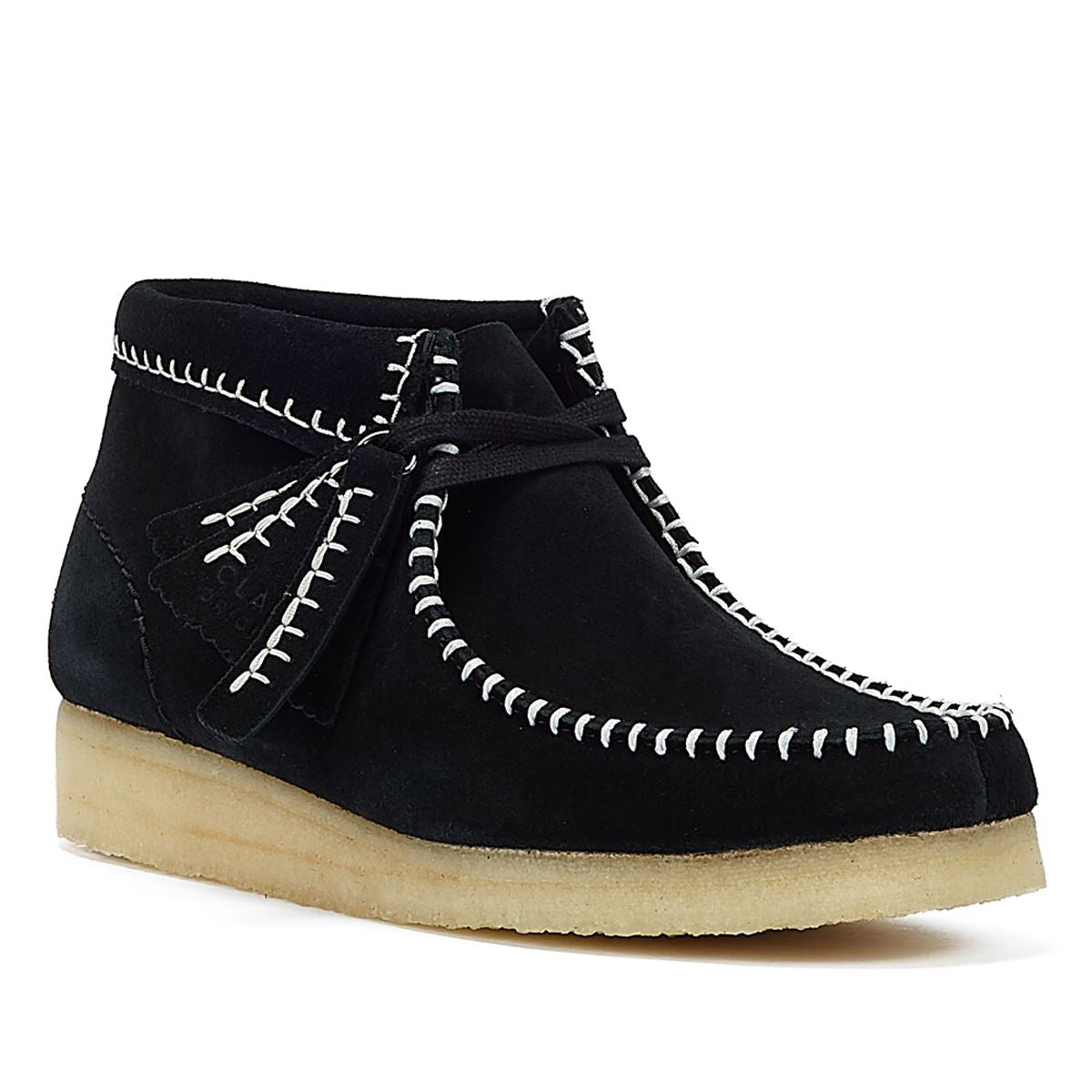 Clarks Originals Wallabee Stitch Wildleder-Damenschuhe In Schwarz Übersetzen.