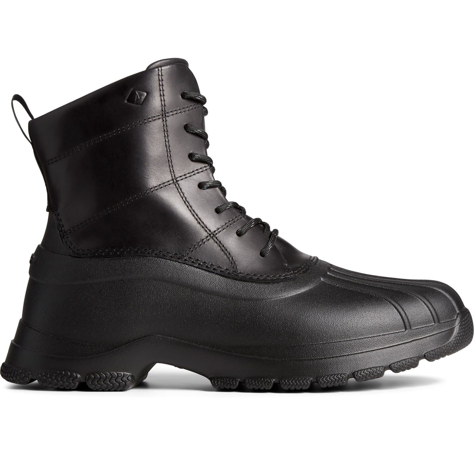 Sperry Duck Float Lederne Schwarze Gummistiefel