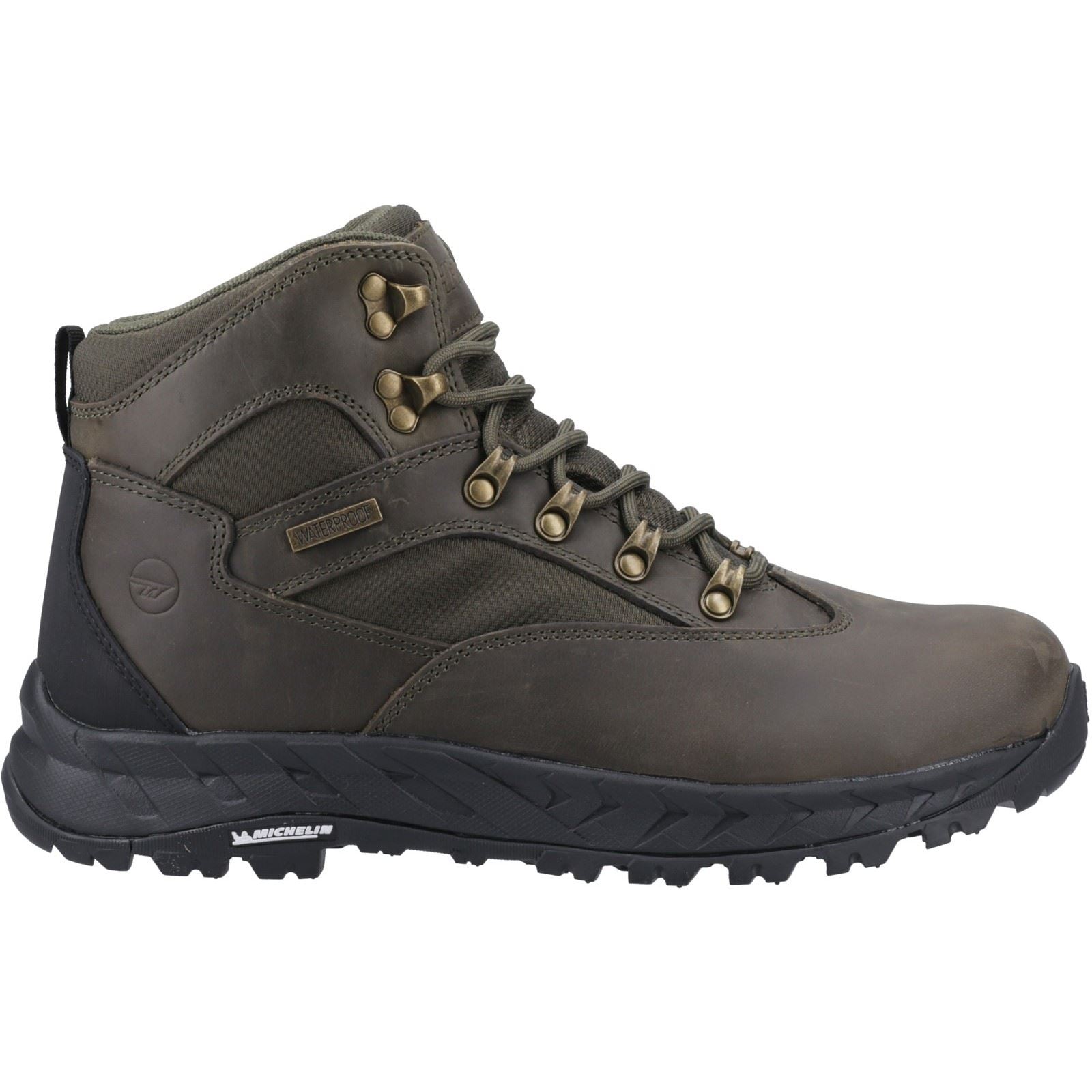 Hi-Tec Euro Trail Leder Herren Wanderschuhe In Khaki