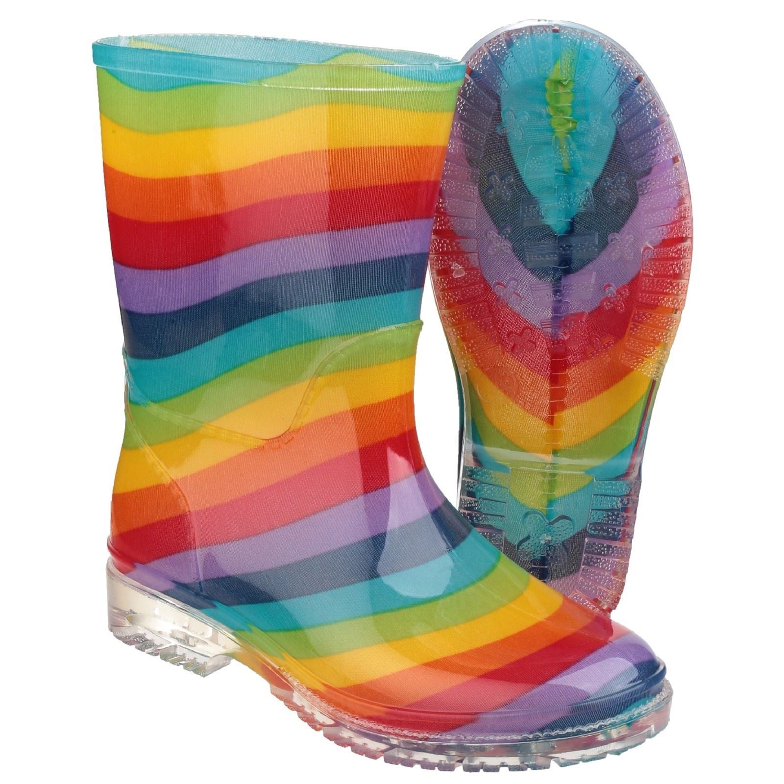 Cotswold PVC Jnr Mädchen Regenbogen Gummistiefel Aus Pvc