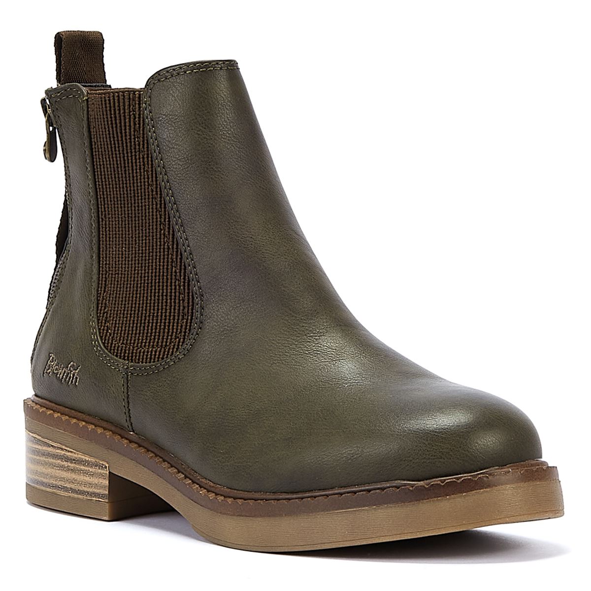Blowfish Malibu Vedder Damen-Oliven-Faux-Lederstiefel