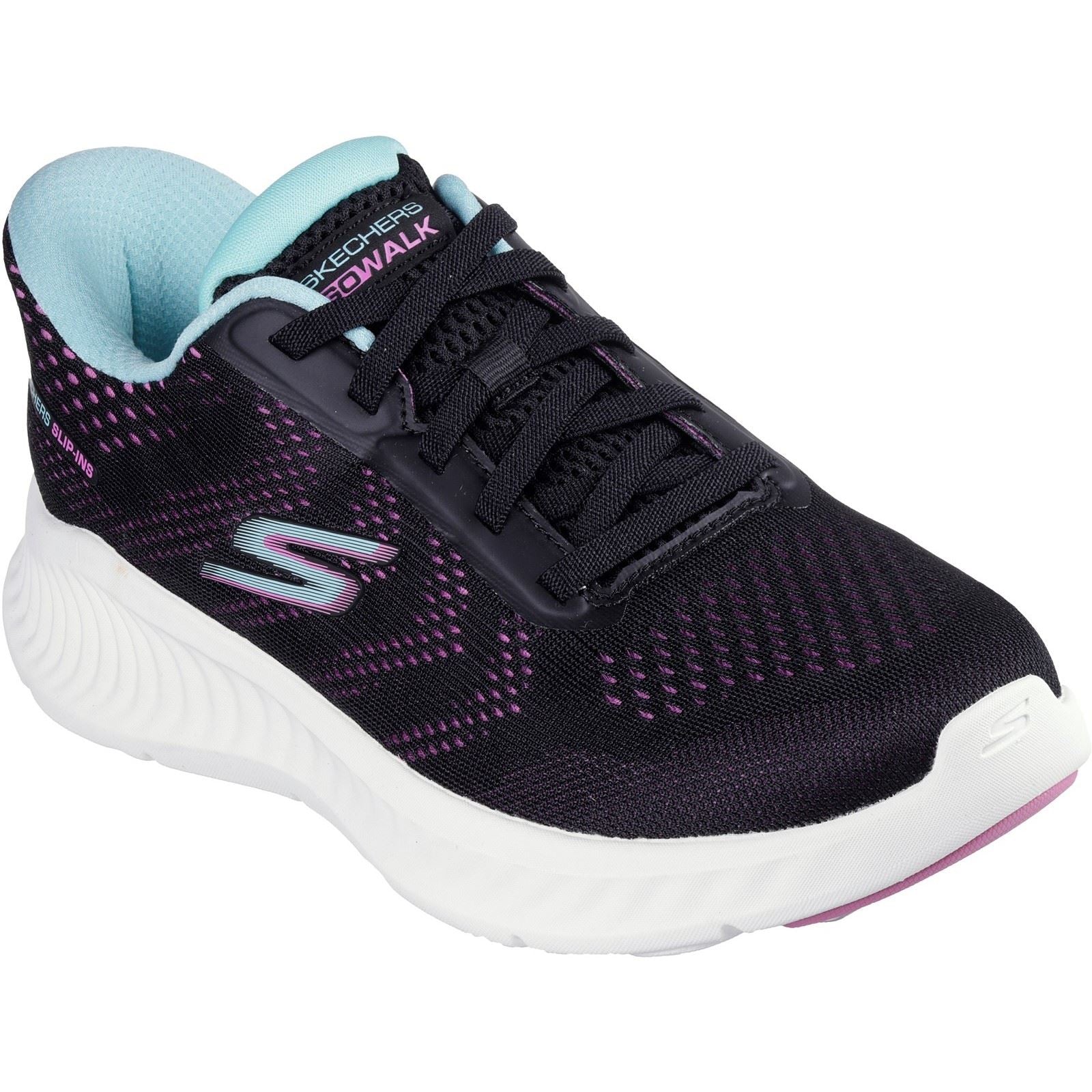 Skechers Go Walk Now Khloe Textil Damenschwarze/Lila Sneakers